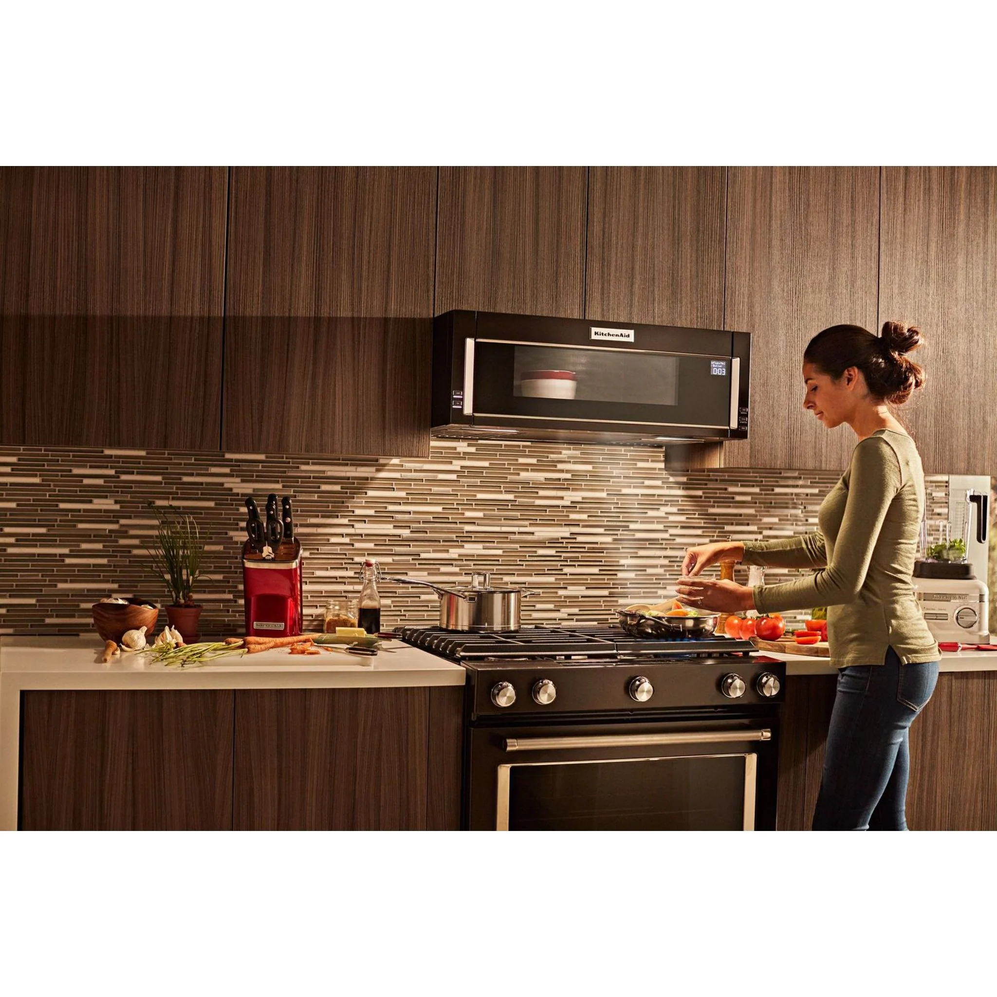KitchenAid 30" 5-Burner Gas Slide-In Convection Range - Black Stainless (KSGG700EBS) - Image 14