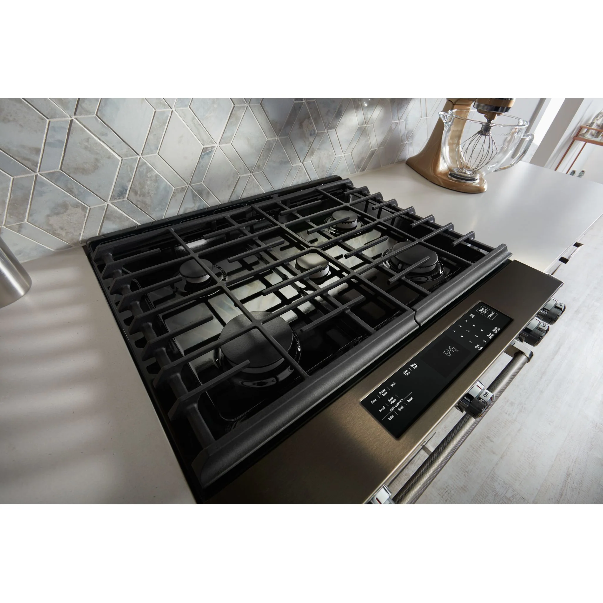 KitchenAid 30" 5-Burner Gas Slide-In Convection Range - Black Stainless (KSGG700EBS) - Image 3
