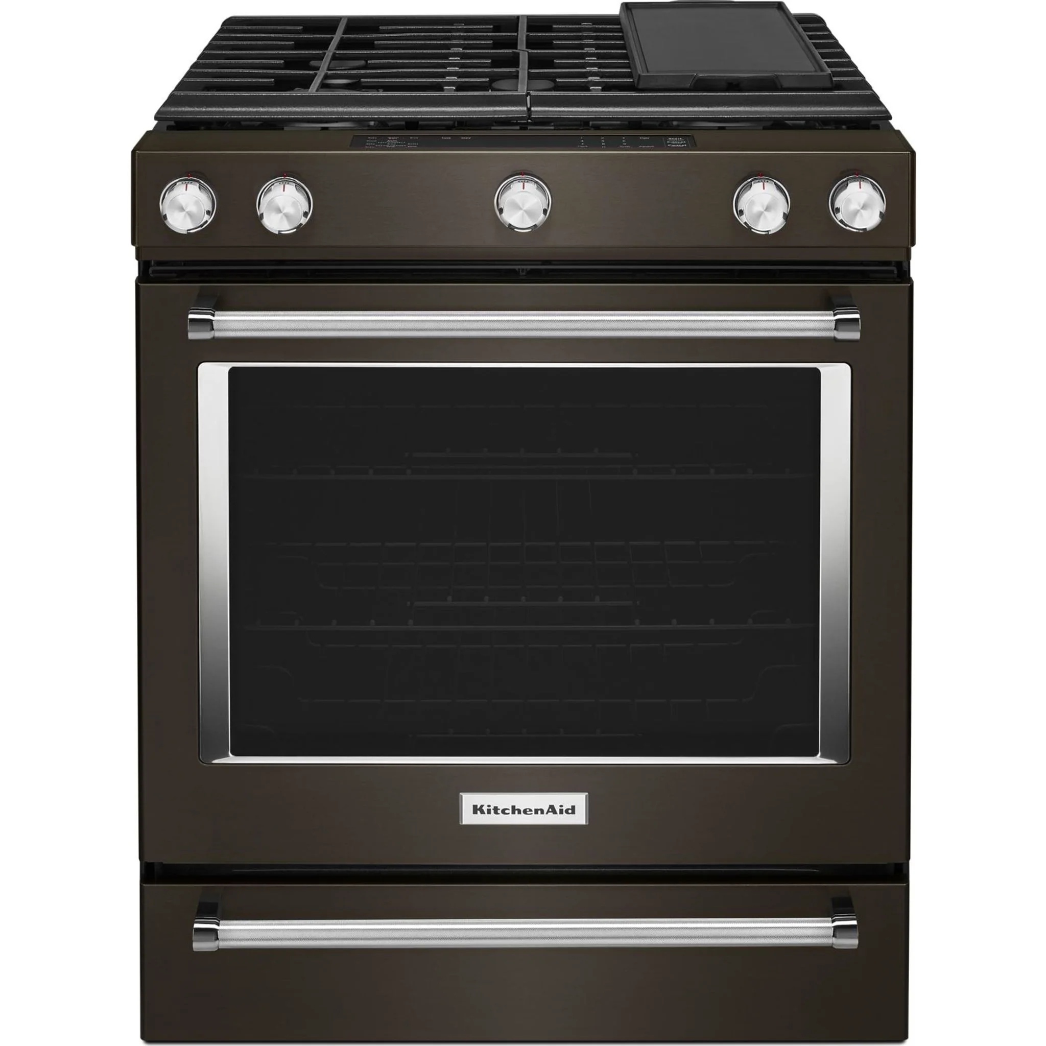 KitchenAid 30" 5-Burner Gas Slide-In Convection Range - Black Stainless (KSGG700EBS) - Image 5