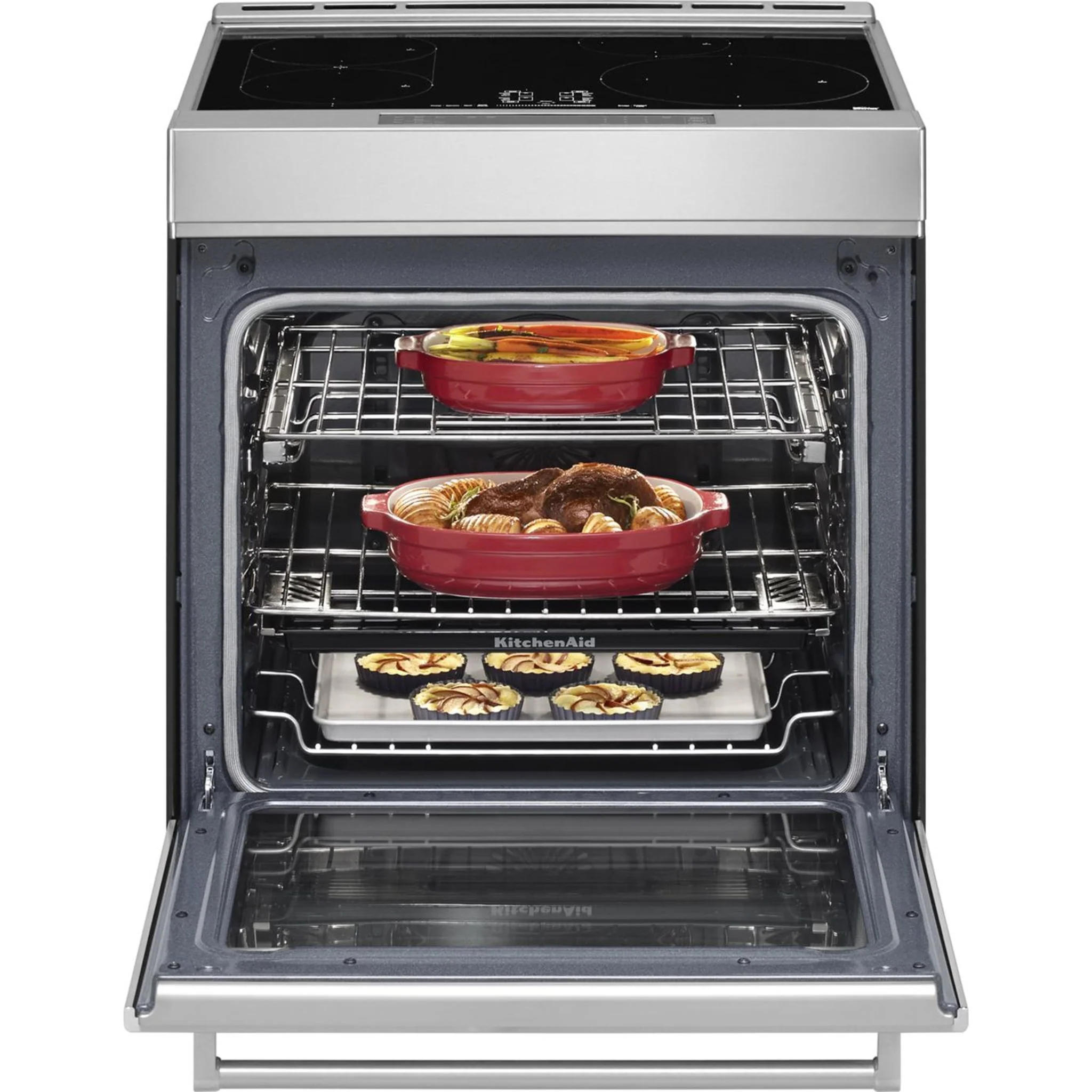 KitchenAid  30" 4-Element Induction Convection Front Control Range with Baking Drawer (KSIB900ESS) - Image 30