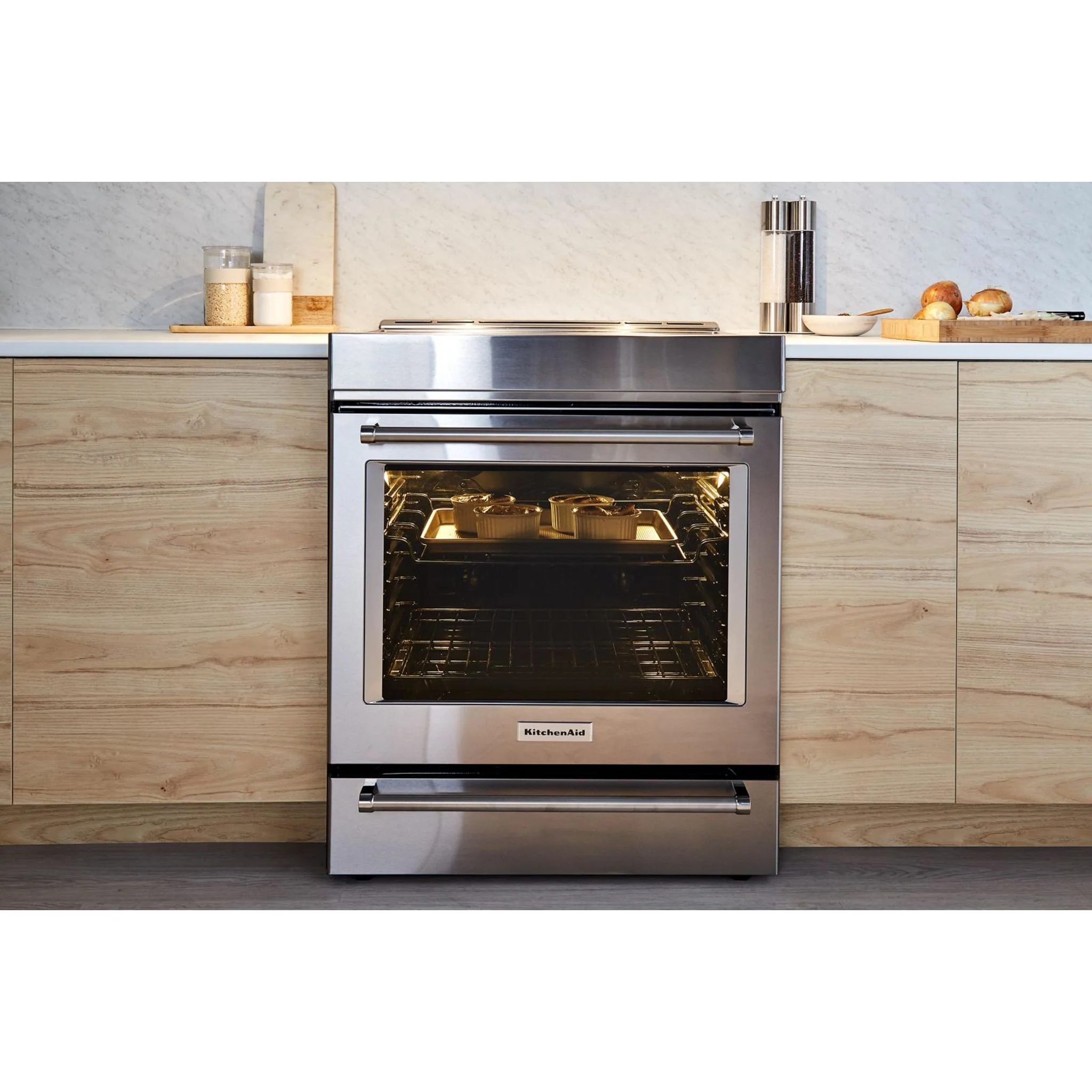 KitchenAid  30" 4-Element Induction Convection Front Control Range with Baking Drawer (KSIB900ESS) - Image 36