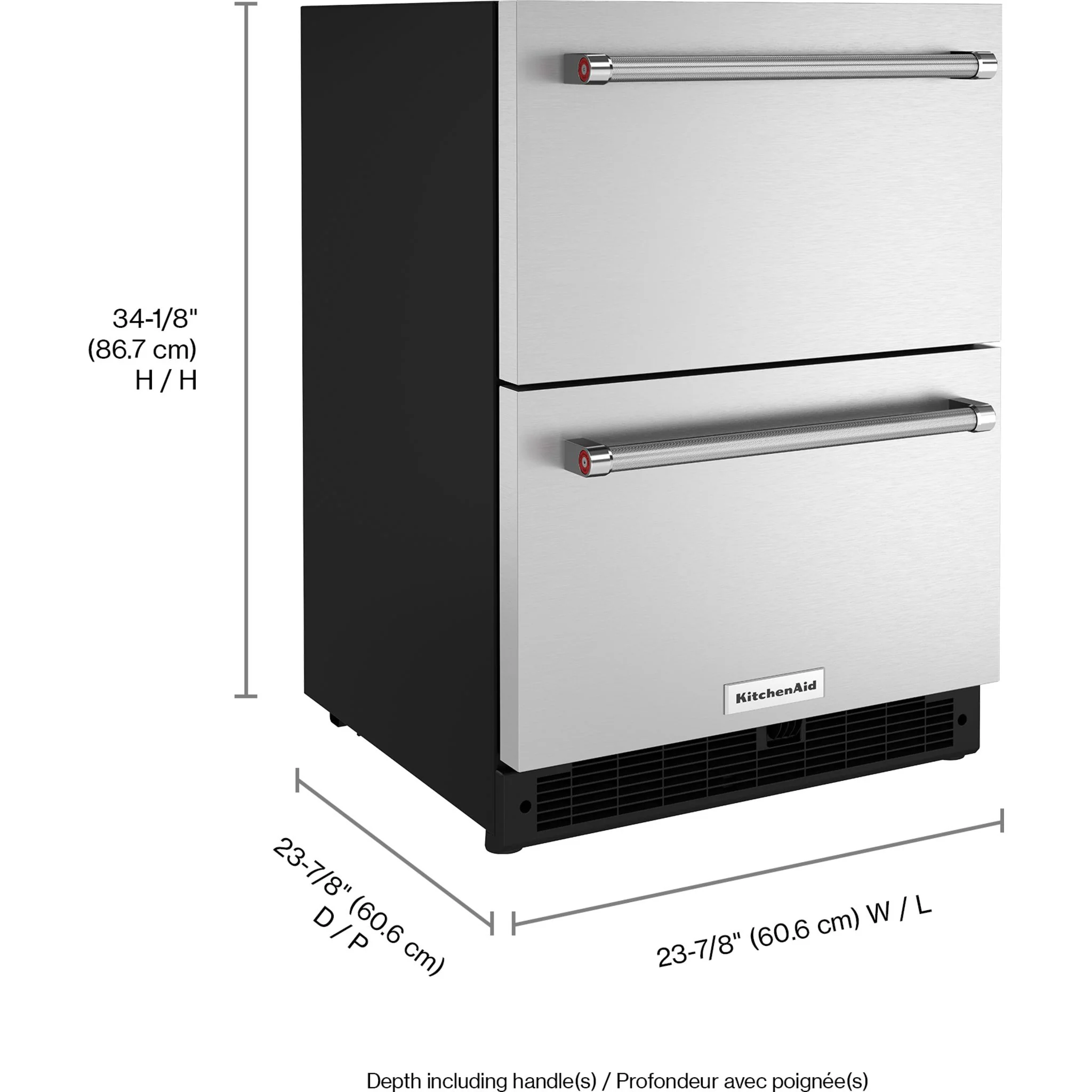KitchenAid 24" Stainless Steel Undercounter Double-Drawer Refrigerator - Stainless Steel (KUDR204KSB) - Image 2