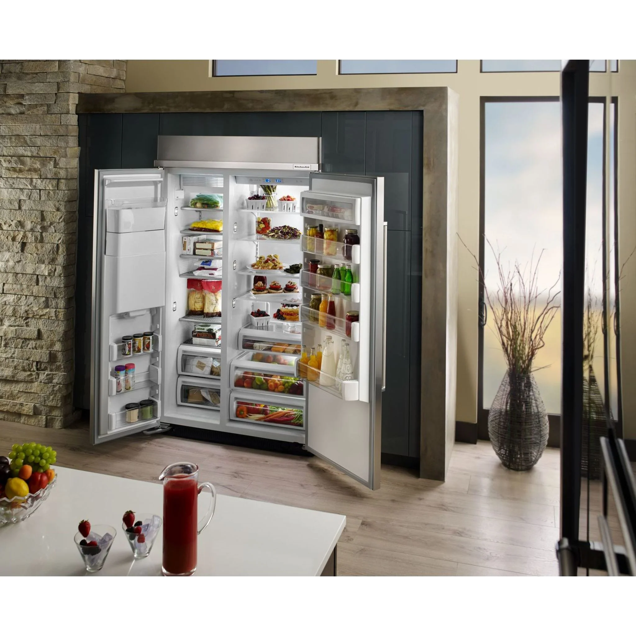 KitchenAid 29.5 cu. ft 48" Width Built-In Side by Side Refrigerator (KBSD618ESS) - Image 8