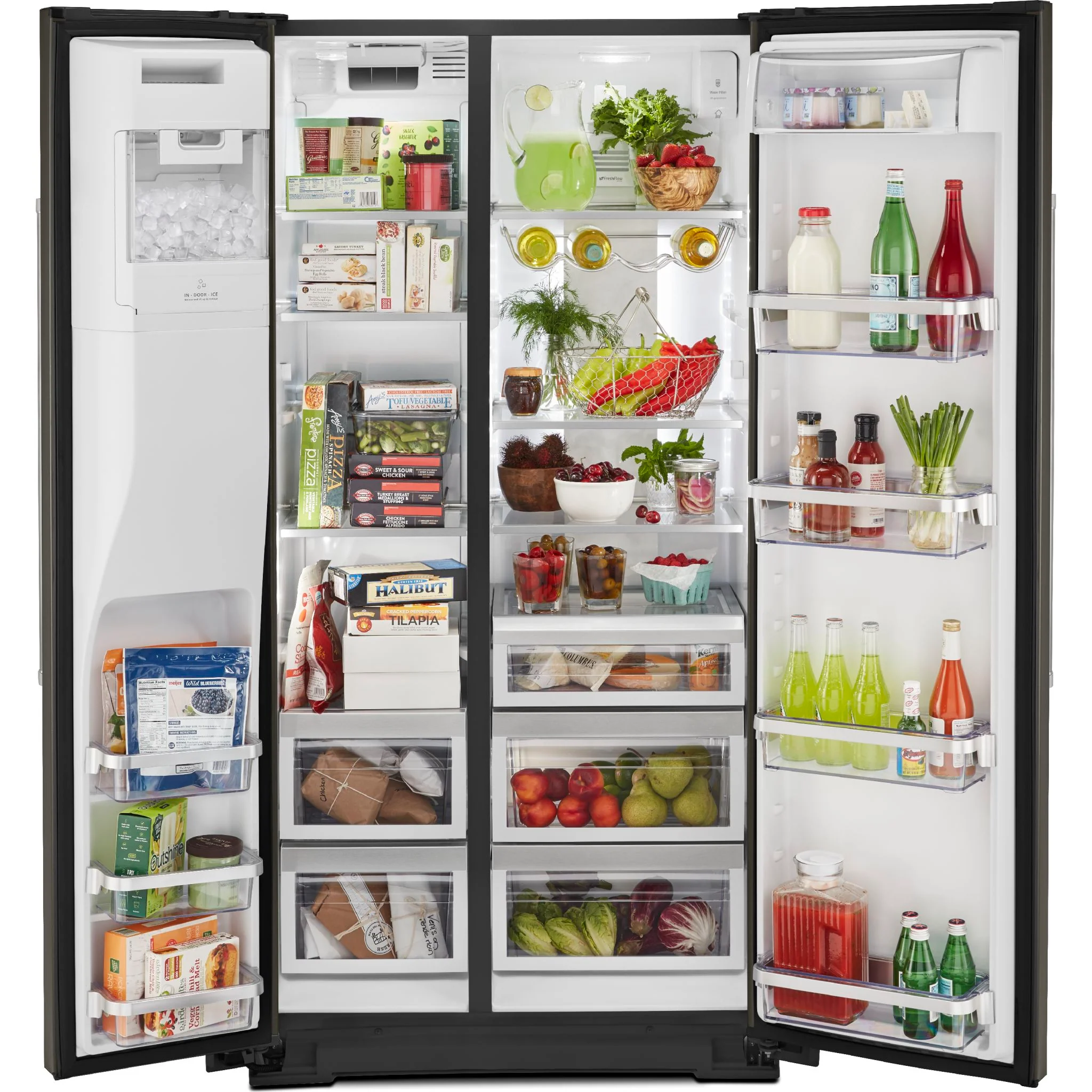 KitchenAid  22.6 cu.. ft. Counter-Depth Side-by-Side Refrigerator with Exterior Ice and Water - Black Stainless (KRSC703HBS) - Image 14
