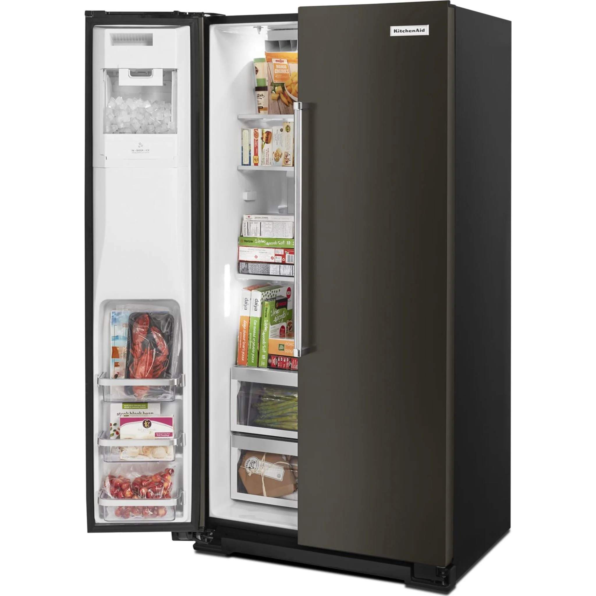 KitchenAid  22.6 cu.. ft. Counter-Depth Side-by-Side Refrigerator with Exterior Ice and Water - Black Stainless (KRSC703HBS) - Image 23