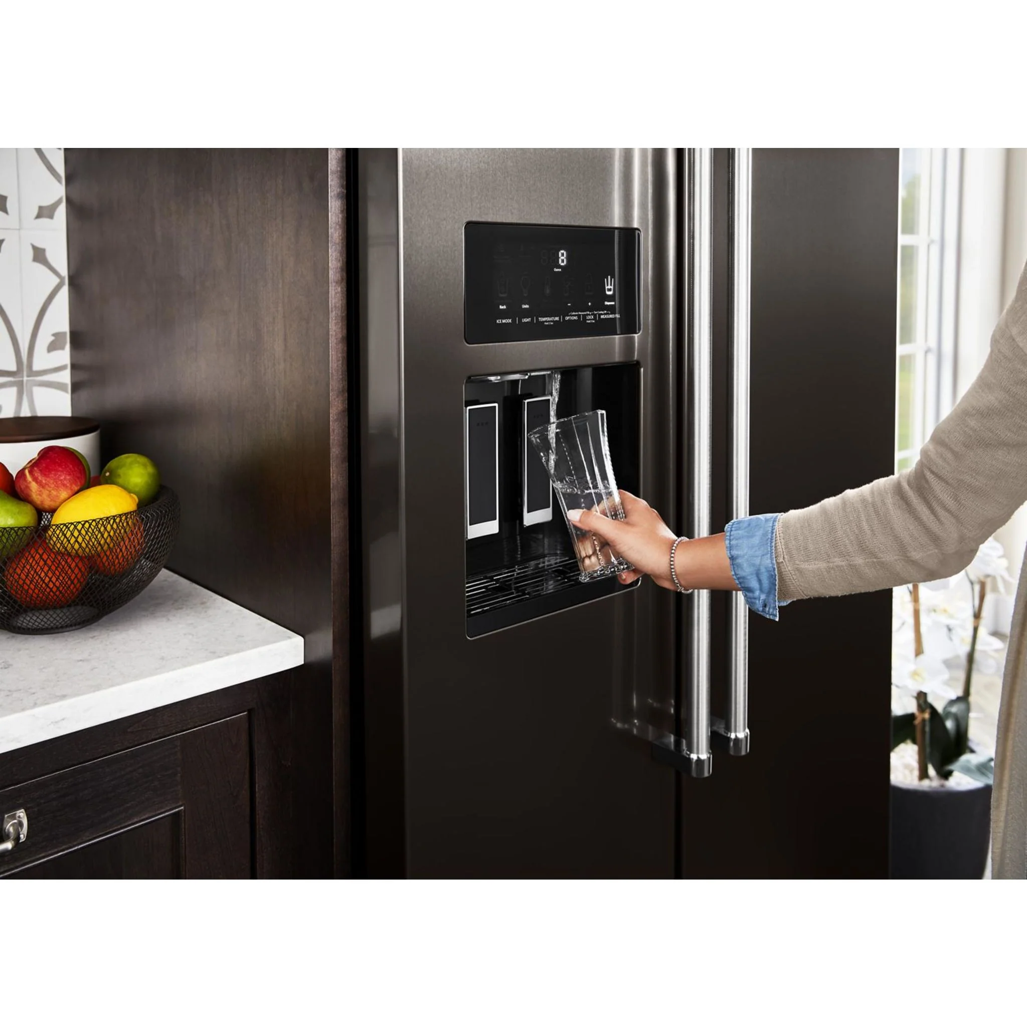 KitchenAid  22.6 cu.. ft. Counter-Depth Side-by-Side Refrigerator with Exterior Ice and Water - Black Stainless (KRSC703HBS) - Image 26