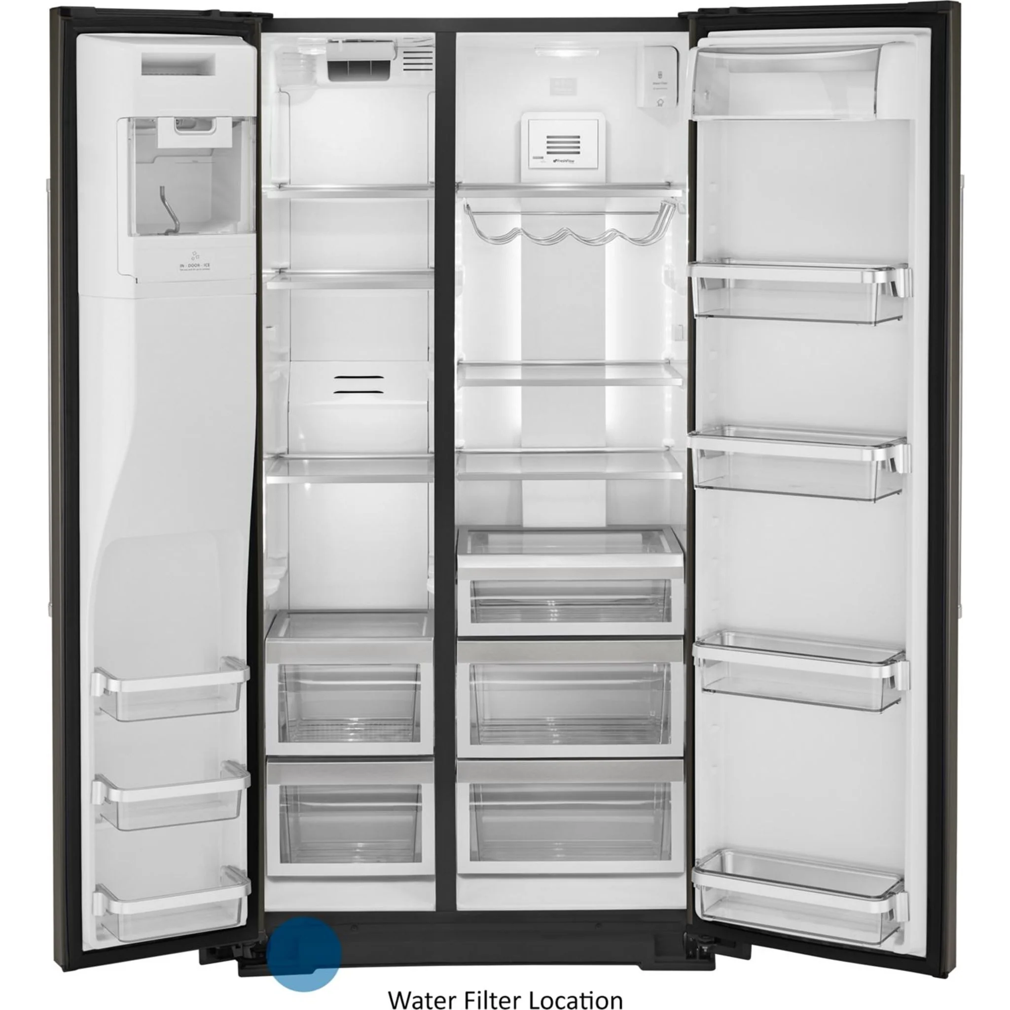 KitchenAid  22.6 cu.. ft. Counter-Depth Side-by-Side Refrigerator with Exterior Ice and Water - Black Stainless (KRSC703HBS) - Image 48
