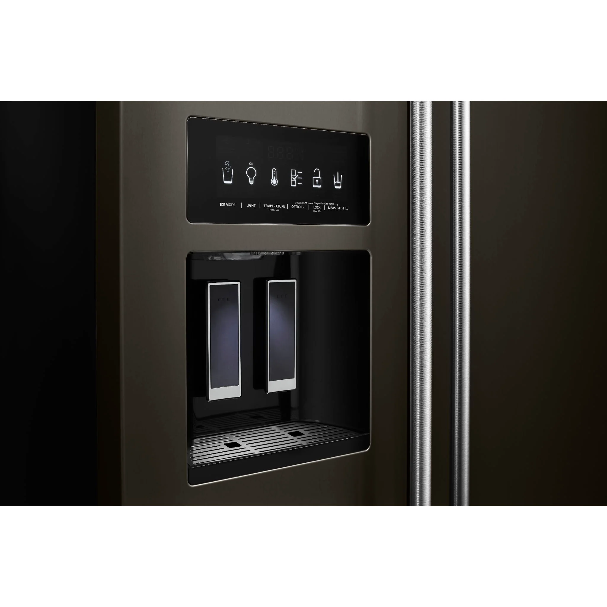 KitchenAid  22.6 cu.. ft. Counter-Depth Side-by-Side Refrigerator with Exterior Ice and Water - Black Stainless (KRSC703HBS) - Image 8
