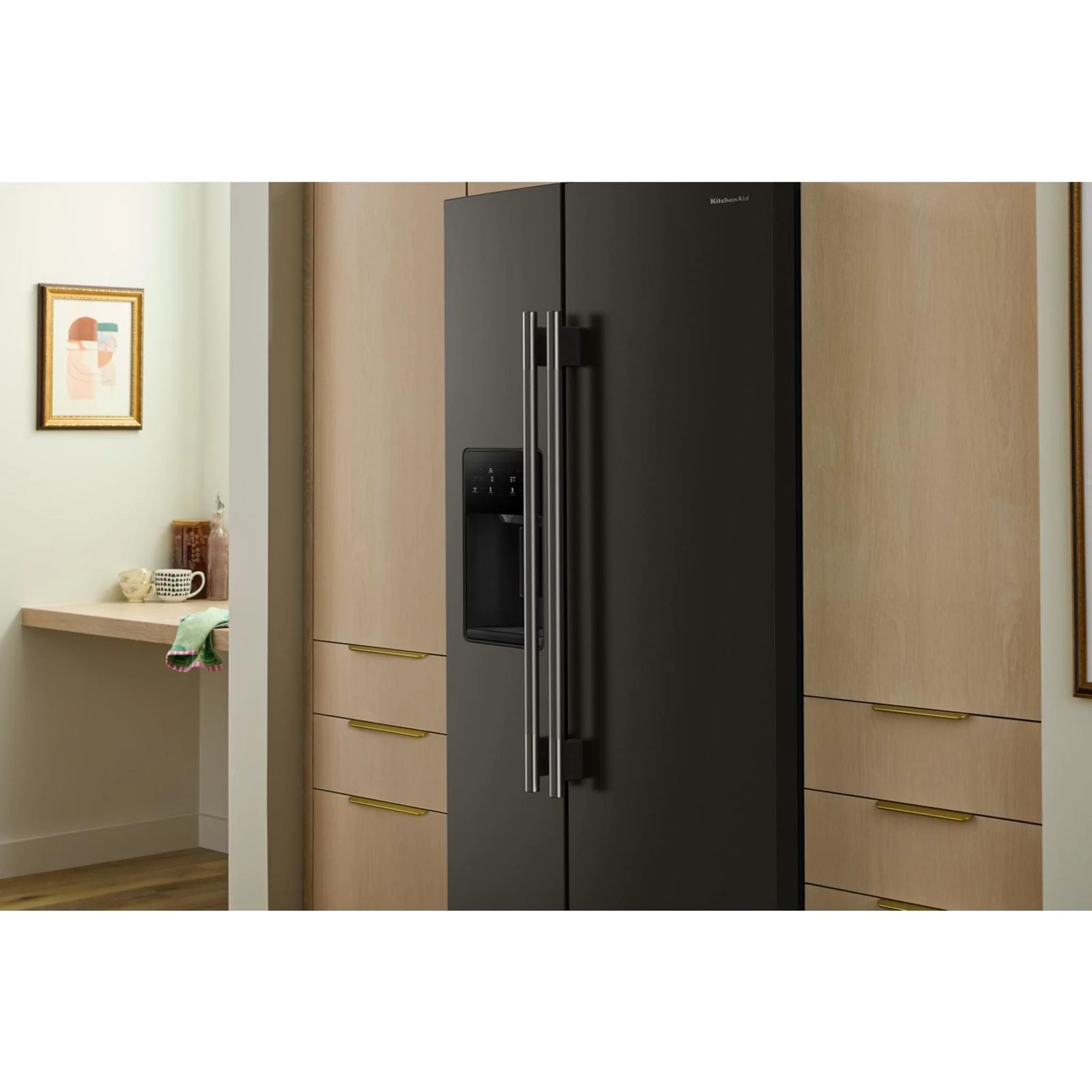 KitchenAid 20.8 Cu. Ft. Counter-Depth Side-by-Side Refrigerator with Exterior Ice and Water Dispenser in Black Ore -Black Ore (KRSC536RBE) - Image 3