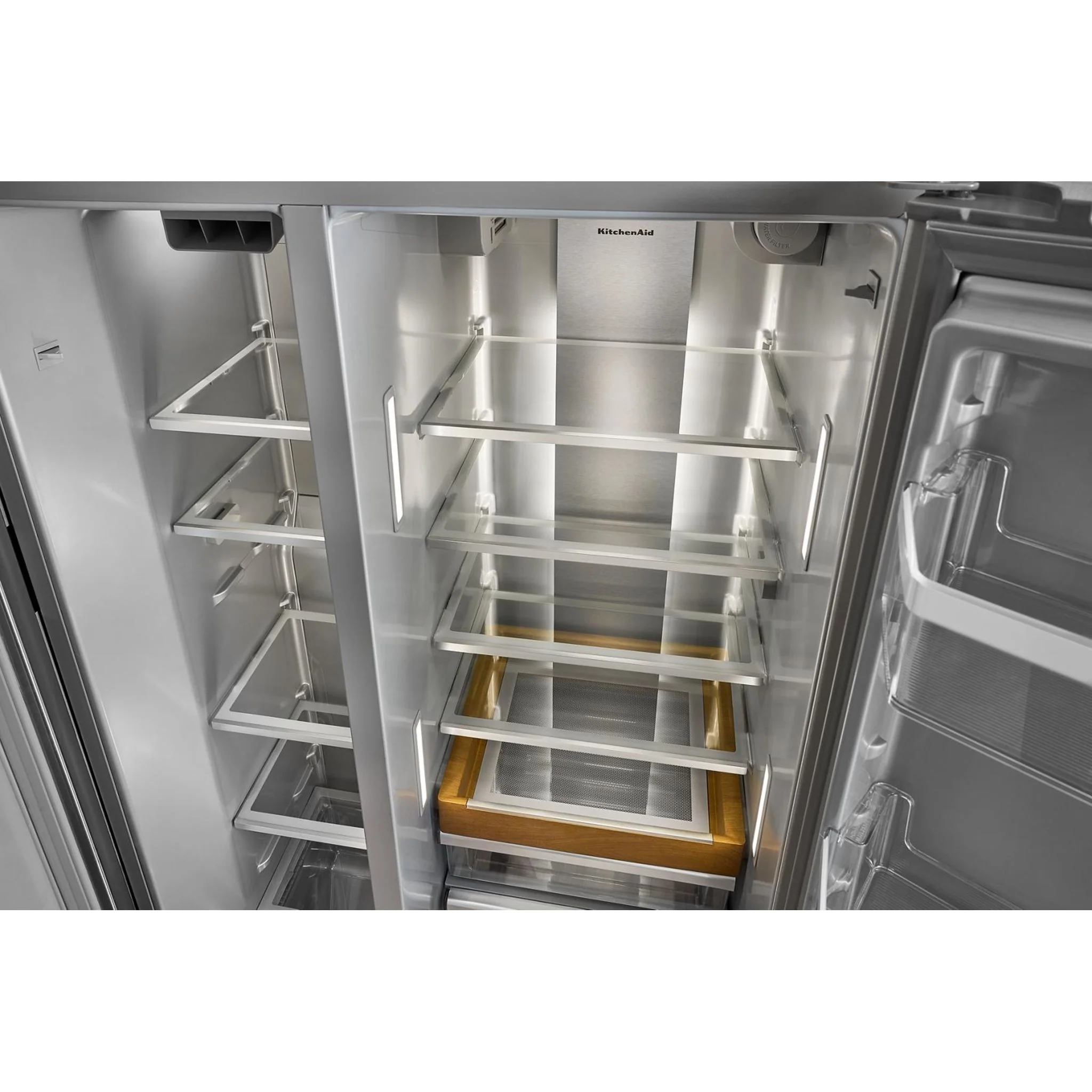KitchenAid 20.8 Cu. Ft. Counter-Depth Side-by-Side Refrigerator with Exterior Ice and Water Dispenser in PrintShieldFinish -Fingerprint Resistant Stainless Steel (KRSC536RPS) - Image 24