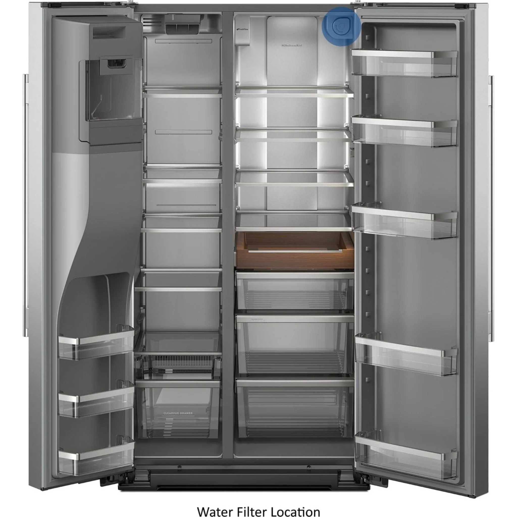 KitchenAid 20.8 Cu. Ft. Counter-Depth Side-by-Side Refrigerator with Exterior Ice and Water Dispenser in PrintShieldFinish -Fingerprint Resistant Stainless Steel (KRSC536RPS) - Image 6