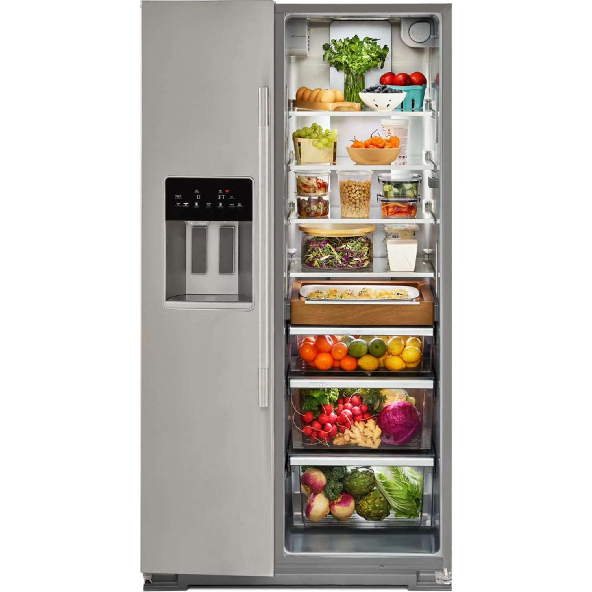 KitchenAid 20.8 Cu. Ft. Counter-Depth Side-by-Side Refrigerator with Exterior Ice and Water Dispenser in PrintShieldFinish -Fingerprint Resistant Stainless Steel (KRSC536RPS) - Image 8
