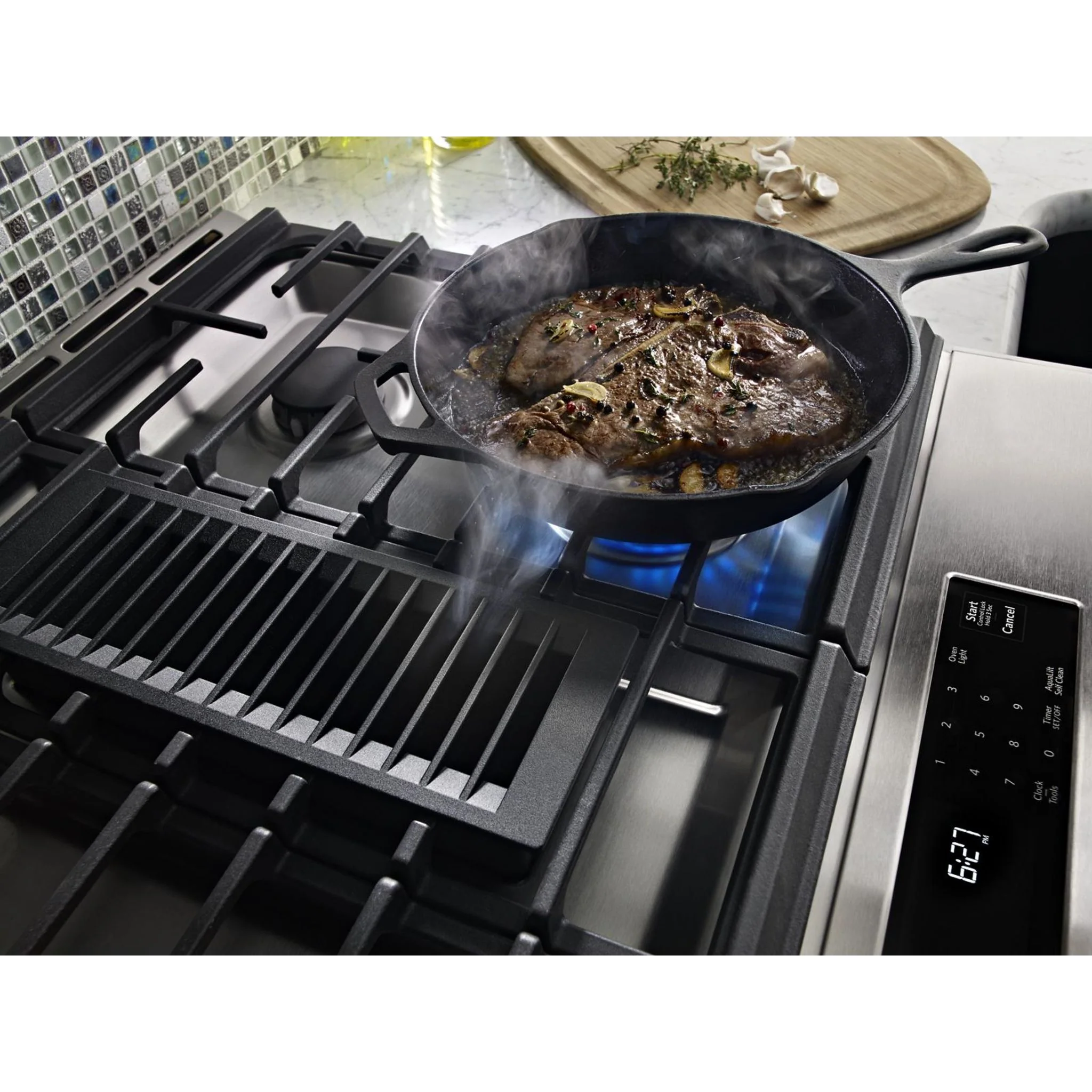 KitchenAid 30-Inch 4-Burner Dual Fuel Downdraft Front Control Range -Stainless Steel (KSDG950ESS) - Image 30