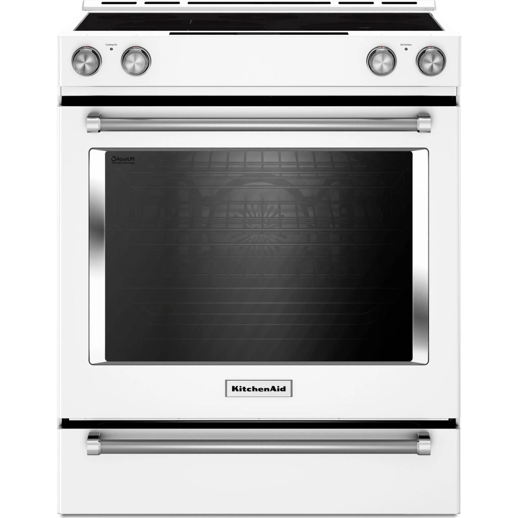 KitchenAid 30-Inch 5-Element Electric Convection Slide-In Range with Baking Drawer -White (YKSEB900EWH) - Image 2