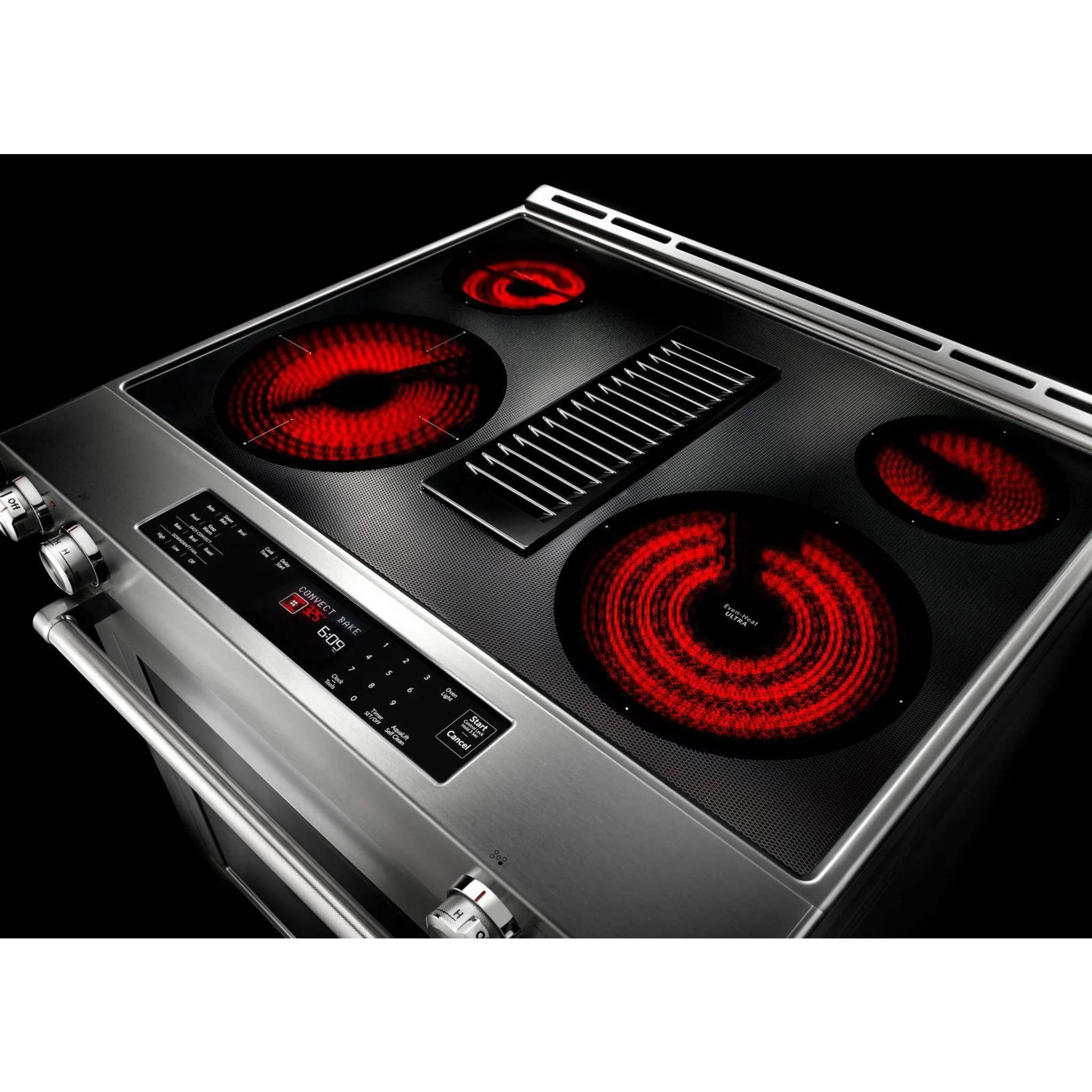 KitchenAid 30-Inch 4-Element Electric Downdraft Front Control Range -Stainless Steel (KSEG950ESS) - Image 8