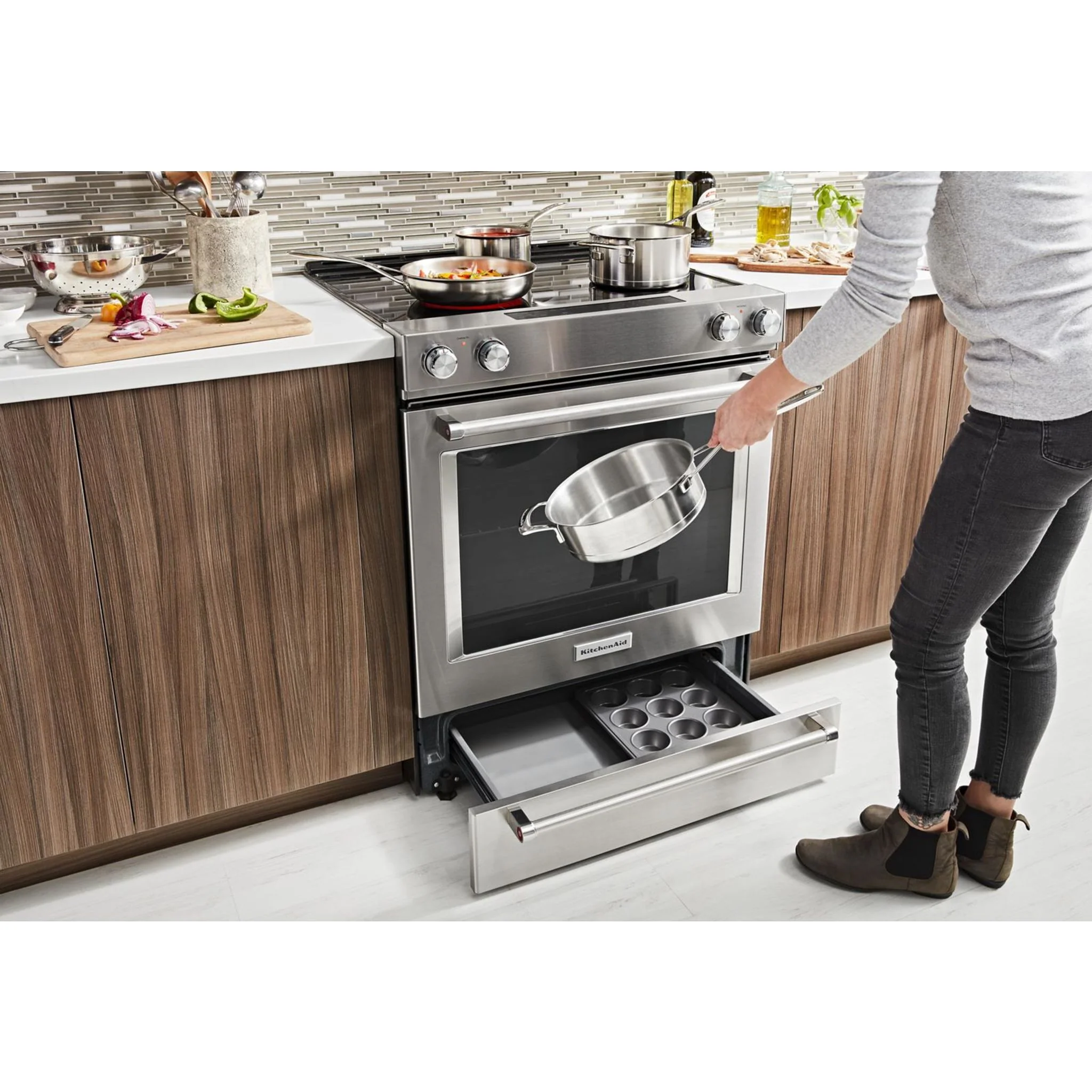 KitchenAid 30" 5-Element Electric Convection Front Control Range - Stainless Steel (YKSEG700ESS) - Image 8