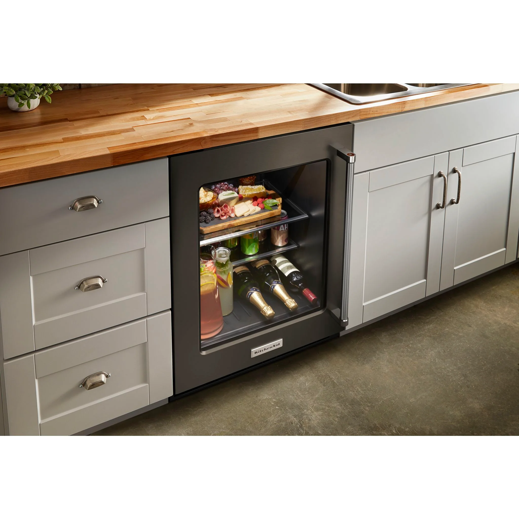 KitchenAid 24" Undercounter Refrigerator with Glass Door and Shelves with Metallic Accentsand with PrintShieldFinish -Black Stainless (KURL314KBS) - Image 8