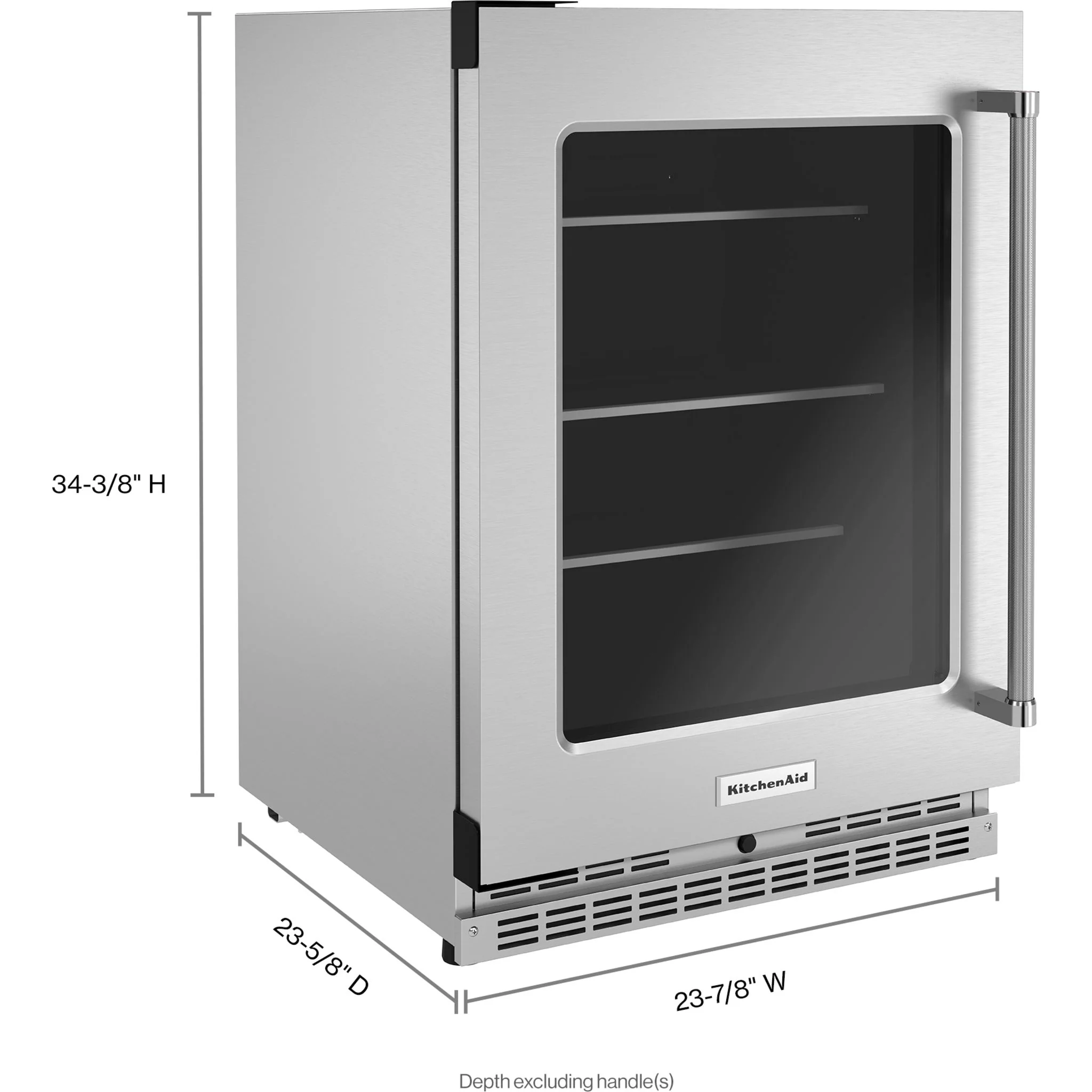 KitchenAid 24" Undercounter Refrigerator with Glass Door and Shelves with Metallic Accents -Stainless Steel (KURL314KSS) - Image 2