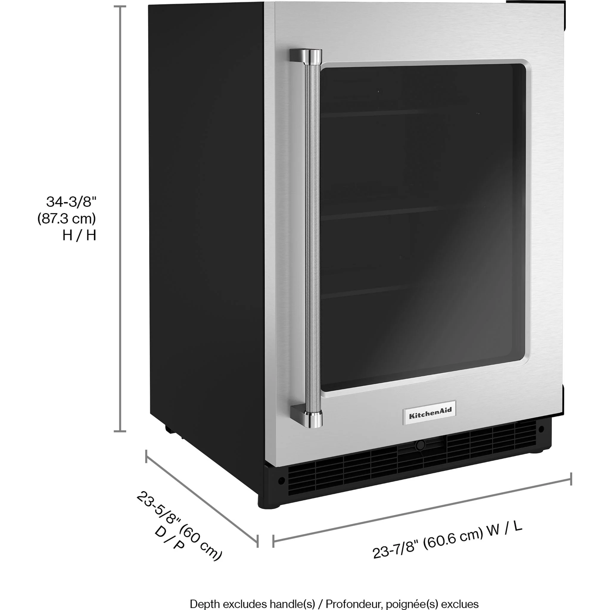 KitchenAid 24" Undercounter Refrigerator with Glass Door -Stainless Steel (KURR214KSB) - Image 3