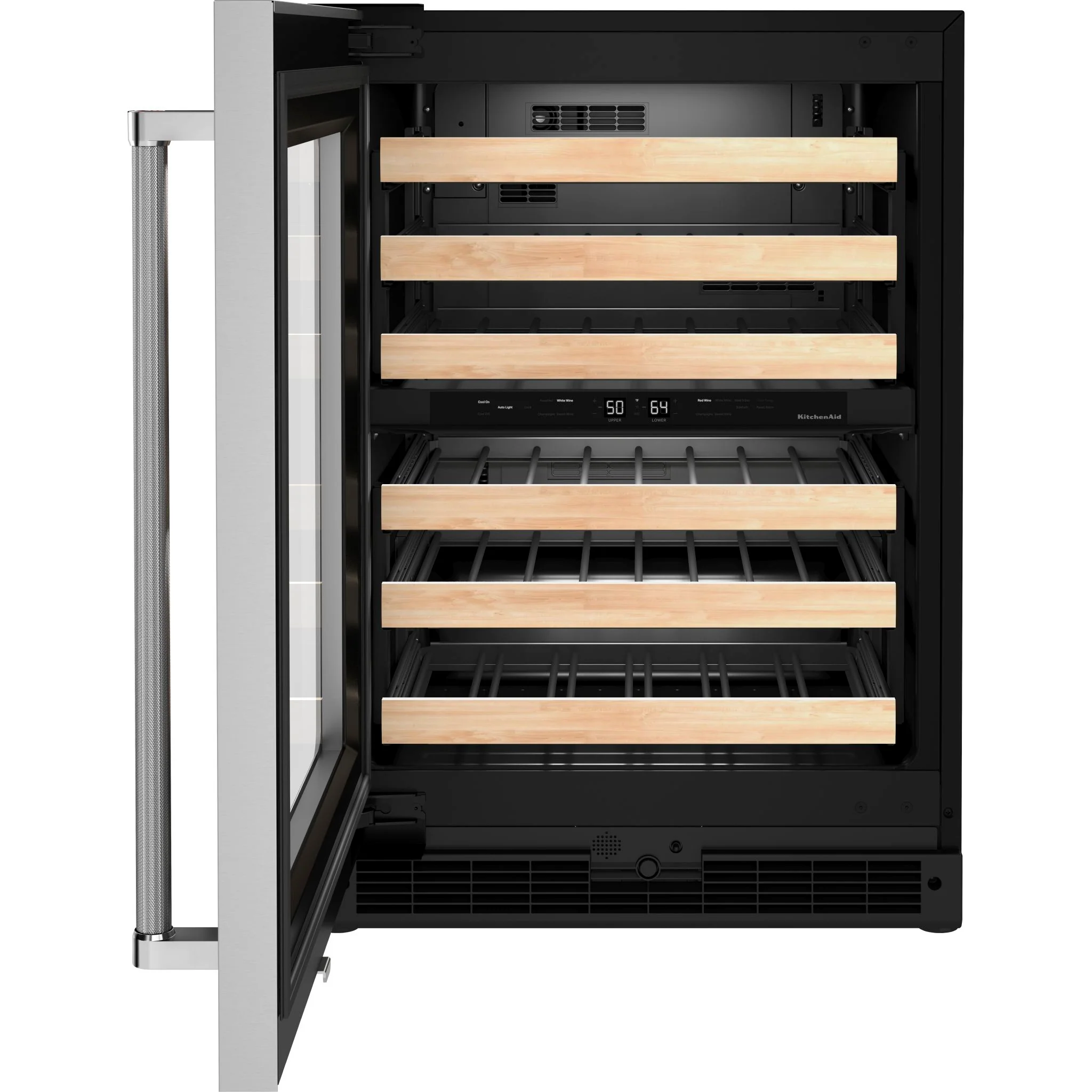 KitchenAid 24" Undercounter Wine Cellar with Glass Door and Wood-Front Racks -Stainless Steel (KUWL214KSB) - Image 4