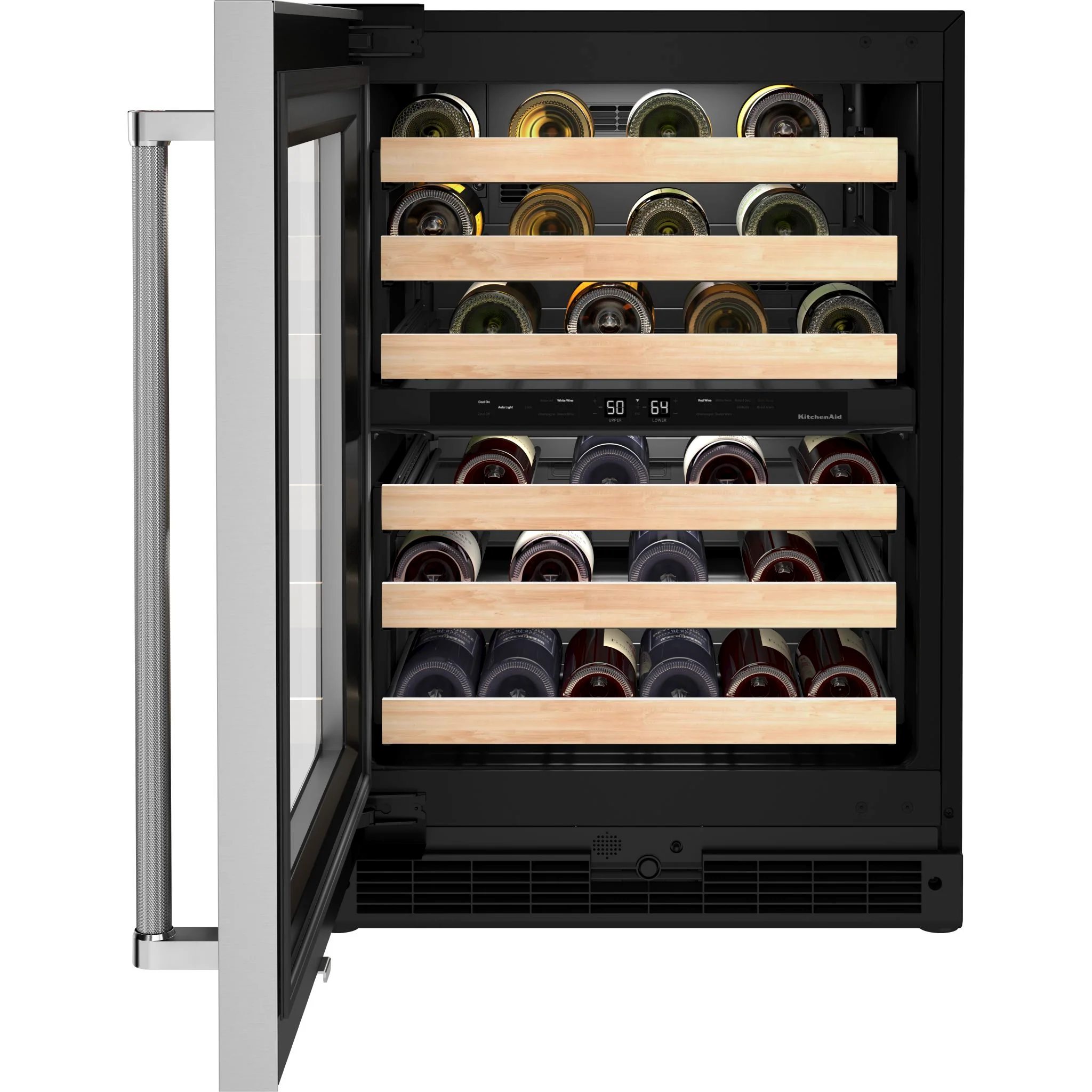 KitchenAid 24" Undercounter Wine Cellar with Glass Door and Wood-Front Racks -Stainless Steel (KUWL214KSB) - Image 5
