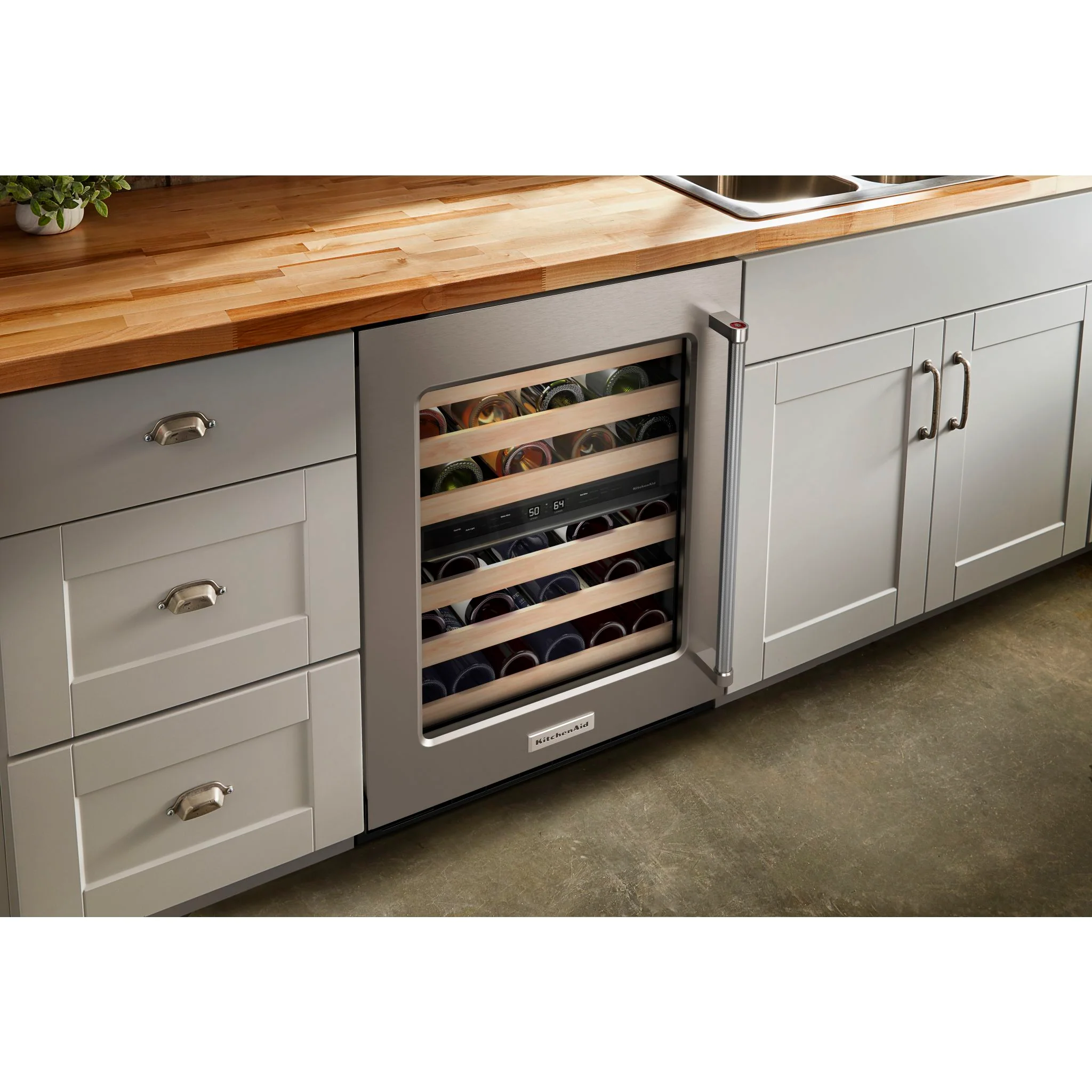 KitchenAid 24" Undercounter Wine Cellar with Glass Door and Wood-Front Racks -Stainless Steel (KUWL214KSB) - Image 8