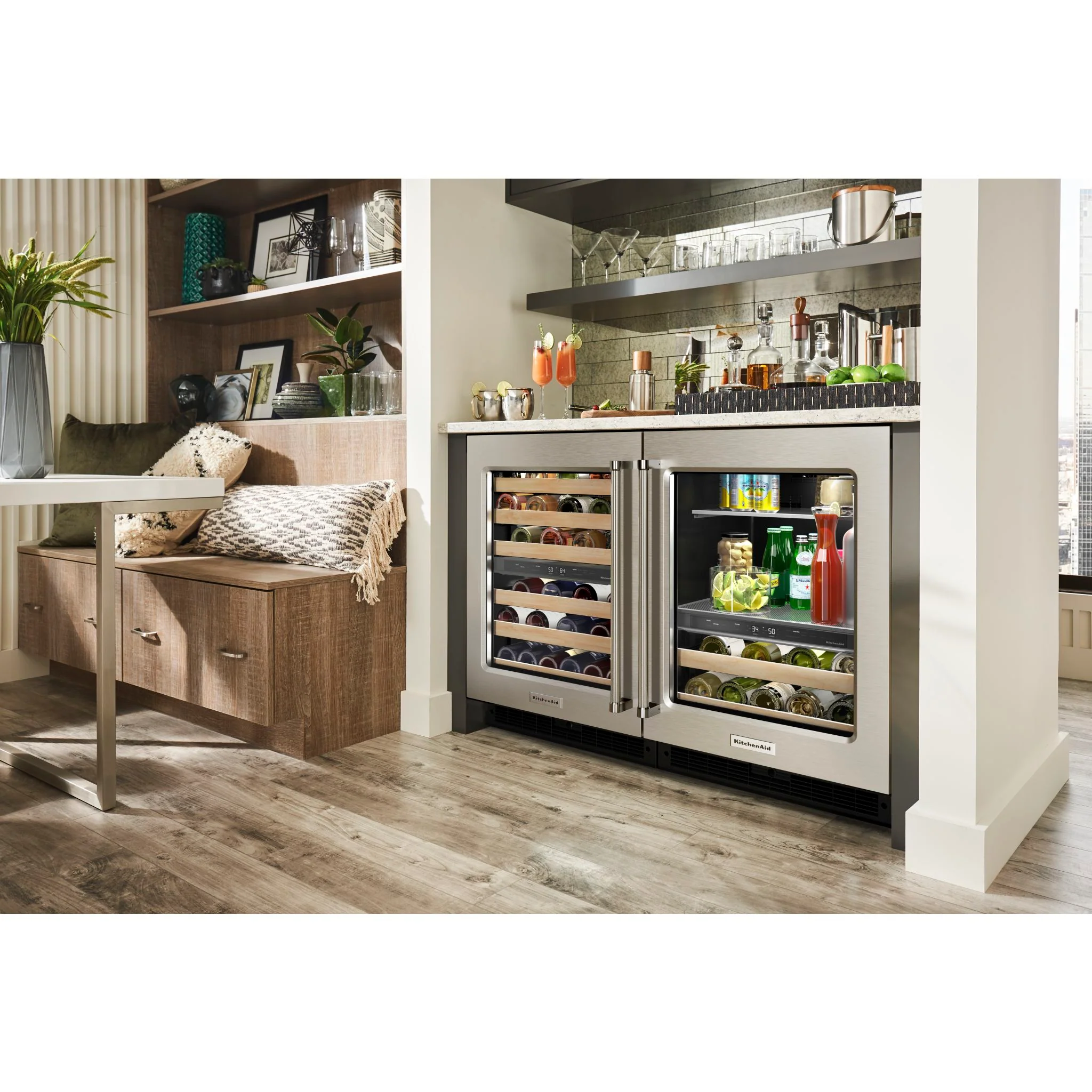 KitchenAid 24" Undercounter Wine Cellar with Glass Door and Wood-Front Racks -Stainless Steel (KUWL214KSB) - Image 9