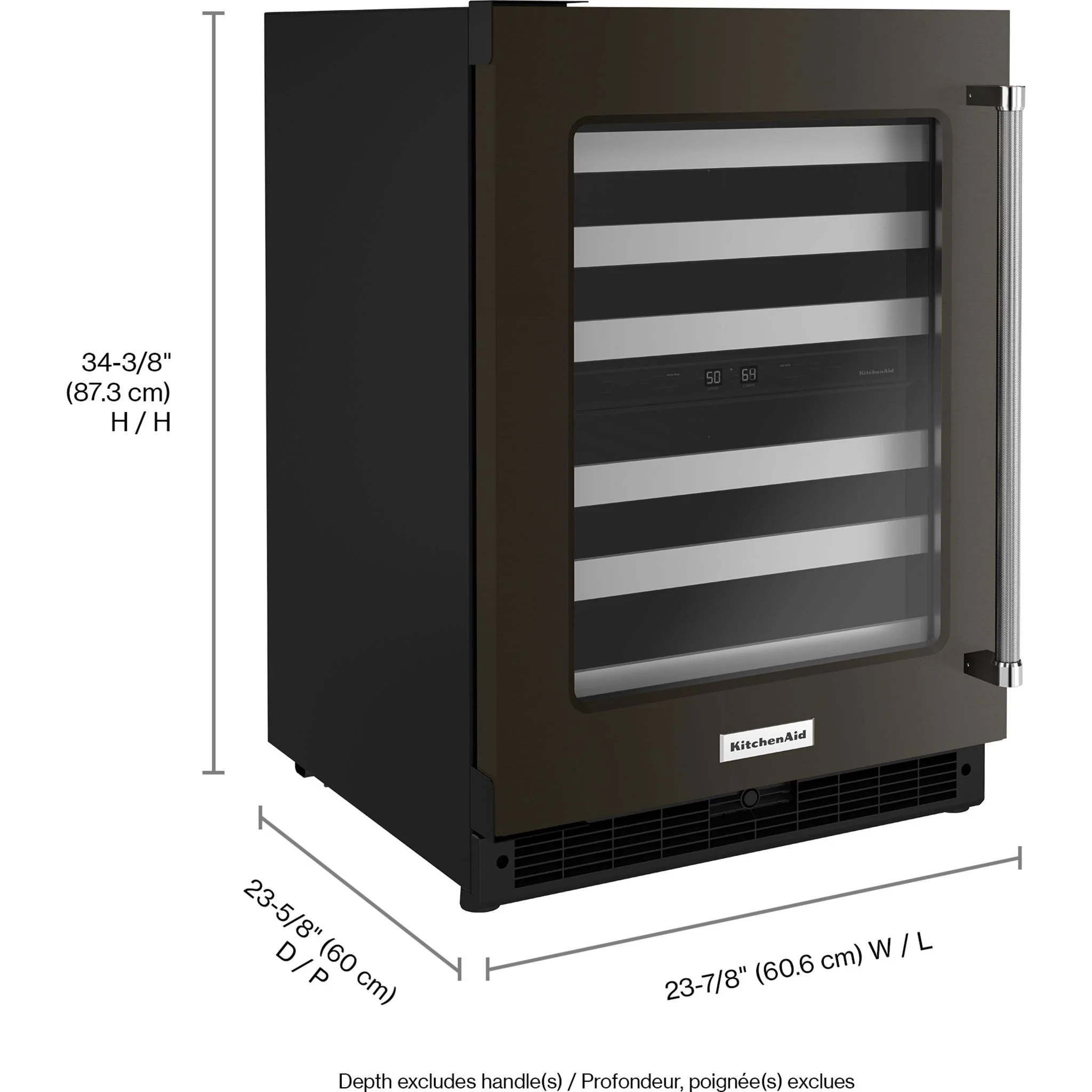 KitchenAid 24" Undercounter Wine Cellar with Glass Door and Metal-Front Racks -Stainless Steel (KUWL314KBS) - Image 3
