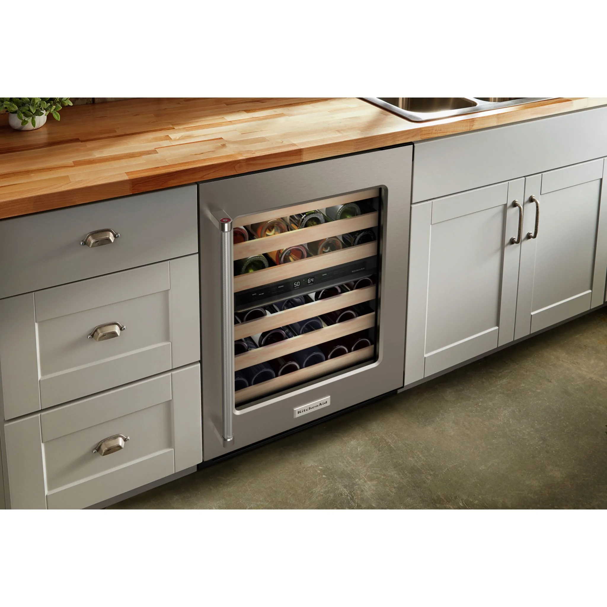 KitchenAid 24" Undercounter Wine Cellar with Glass Door and Wood-Front Racks - Stainless Steel (KUWR214KSB) - Image 11