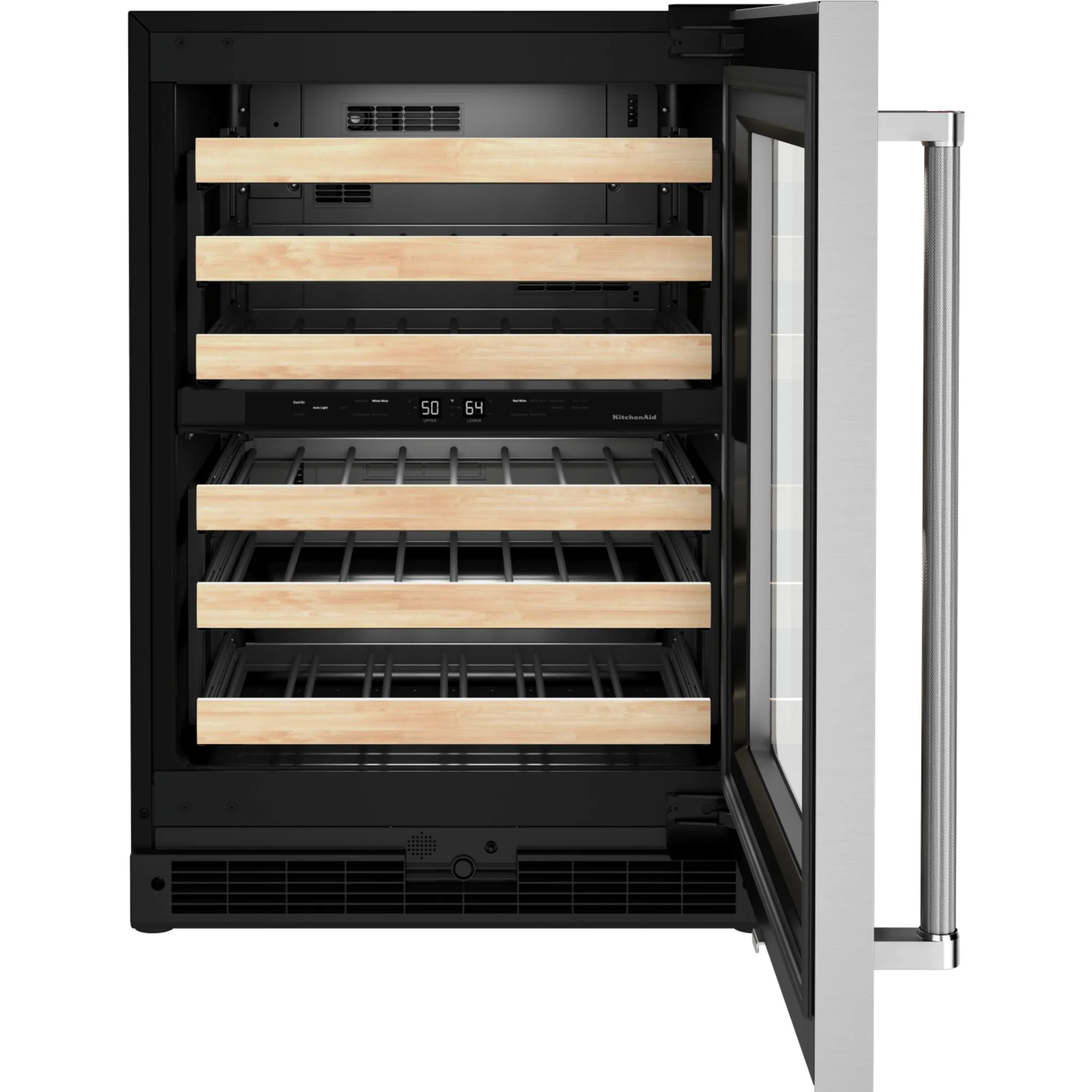 KitchenAid 24" Undercounter Wine Cellar with Glass Door and Wood-Front Racks - Stainless Steel (KUWR214KSB) - Image 2