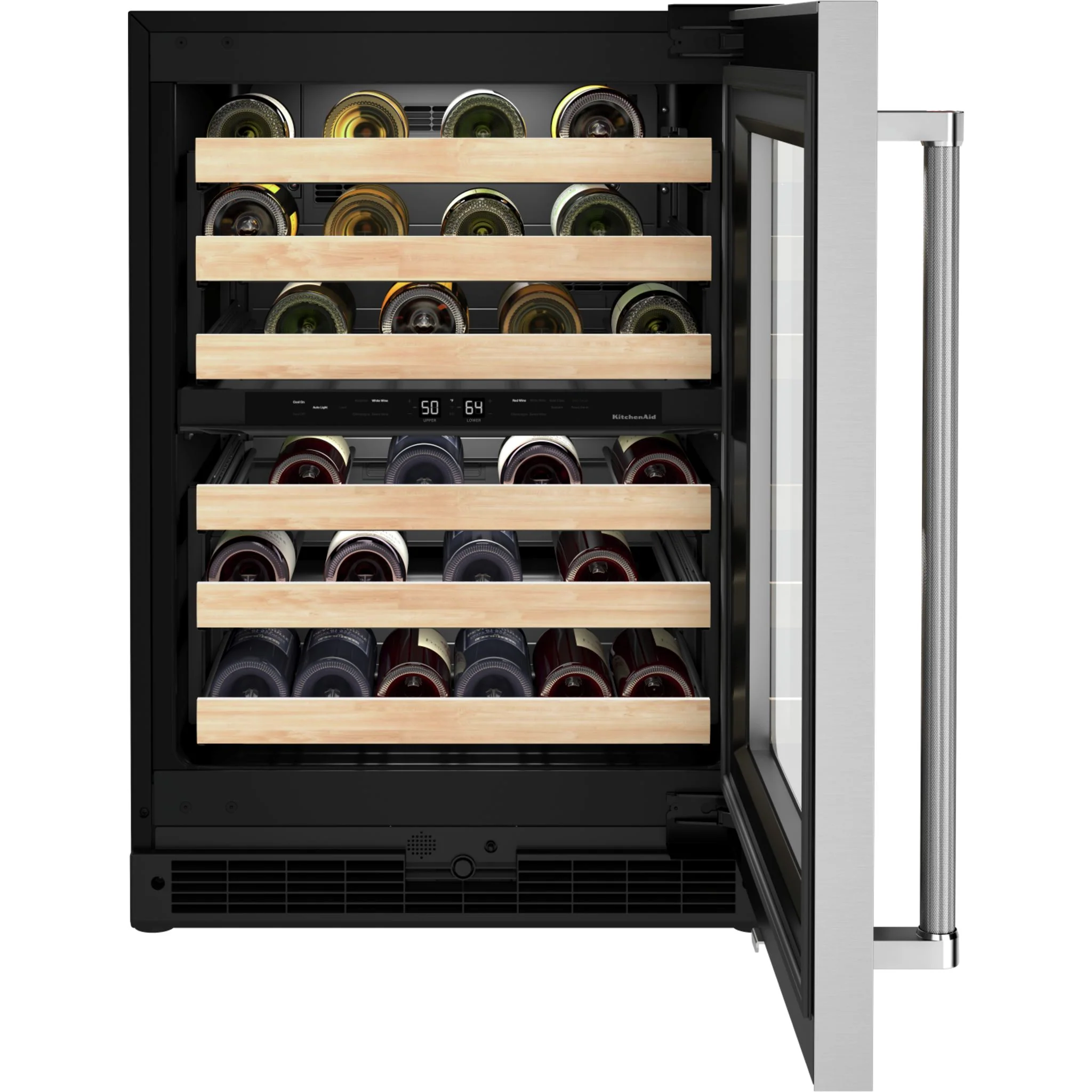 KitchenAid 24" Undercounter Wine Cellar with Glass Door and Wood-Front Racks - Stainless Steel (KUWR214KSB) - Image 3