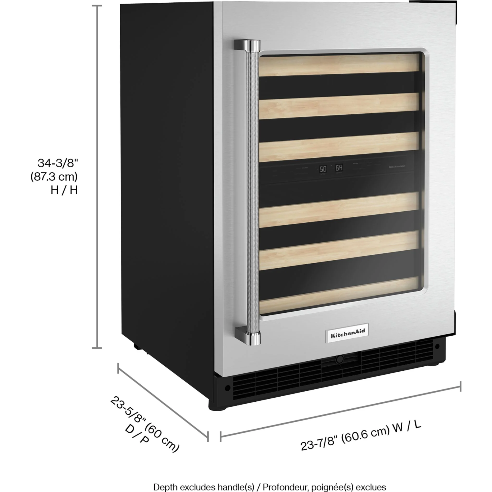 KitchenAid 24" Undercounter Wine Cellar with Glass Door and Wood-Front Racks - Stainless Steel (KUWR214KSB) - Image 4