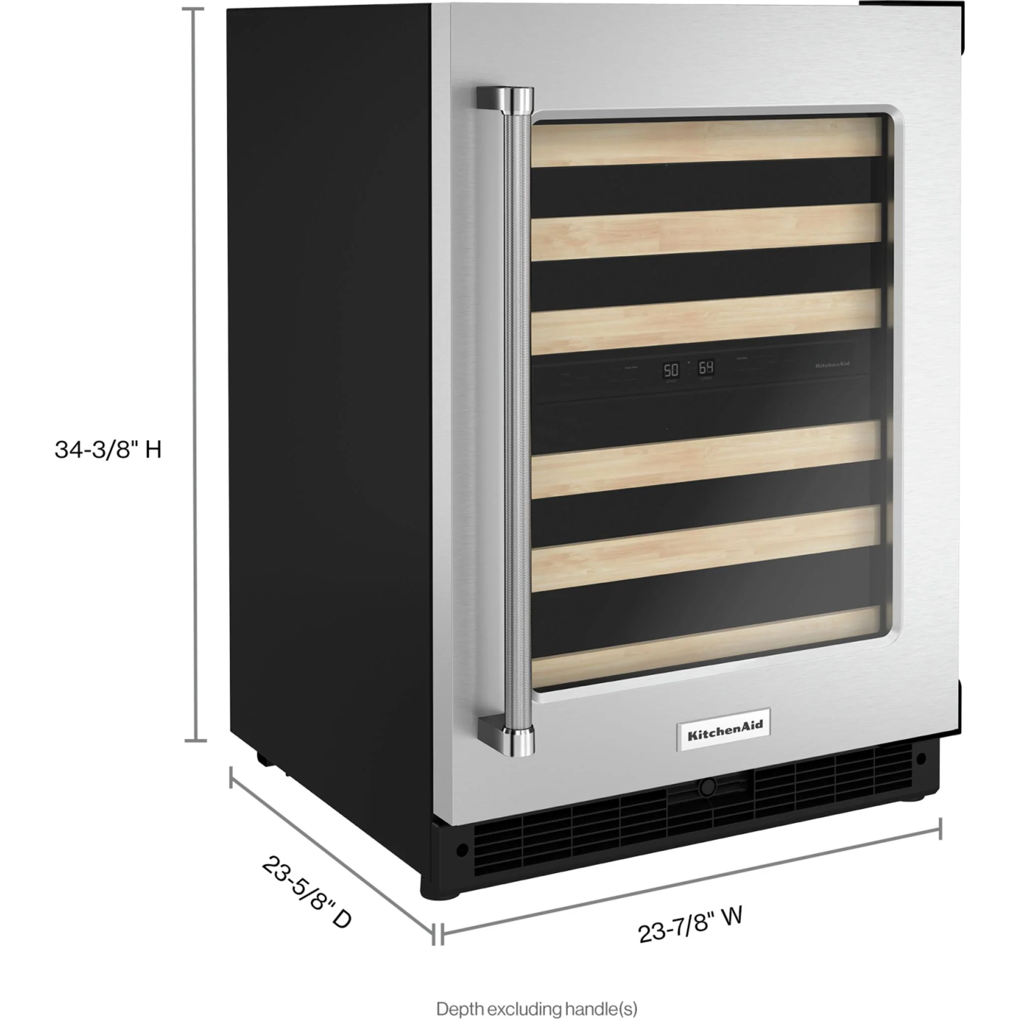 KitchenAid 24" Undercounter Wine Cellar with Glass Door and Wood-Front Racks - Stainless Steel (KUWR214KSB) - Image 5