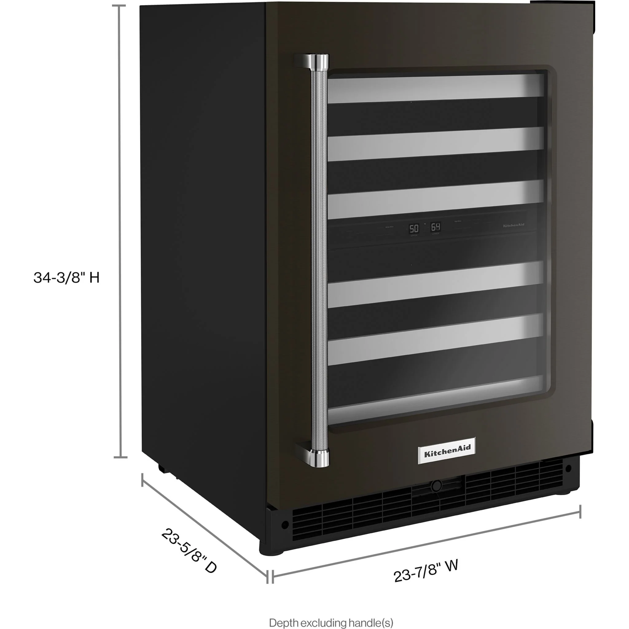 KitchenAid  24" Undercounter Wine Cellar with Glass Door and Metal-Front Racks (KUWR314KBS) - Image 2