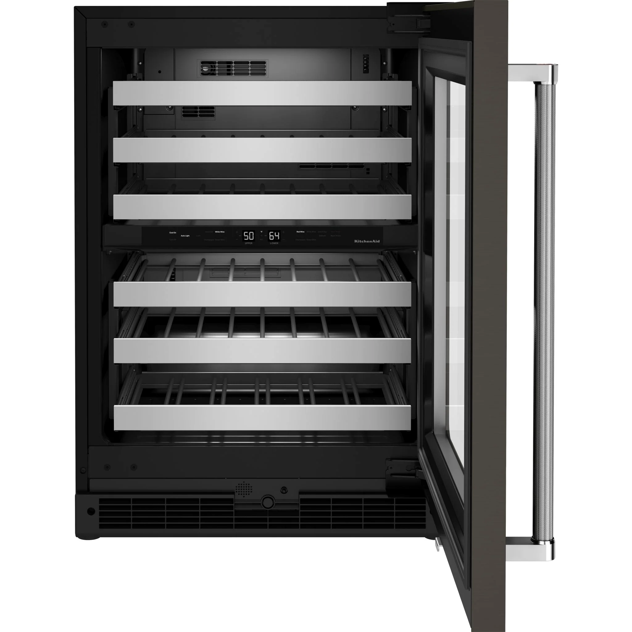 KitchenAid  24" Undercounter Wine Cellar with Glass Door and Metal-Front Racks (KUWR314KBS) - Image 4