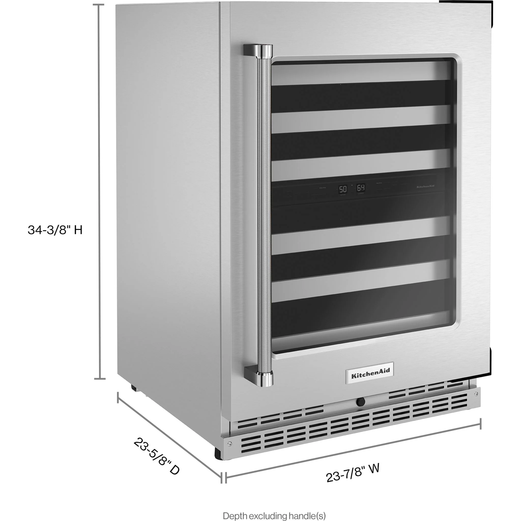 KitchenAid 24" Undercounter Wine Cellar with Glass Door and Metal-Front Racks - Stainless Steel (KUWR314KSS) - Image 2