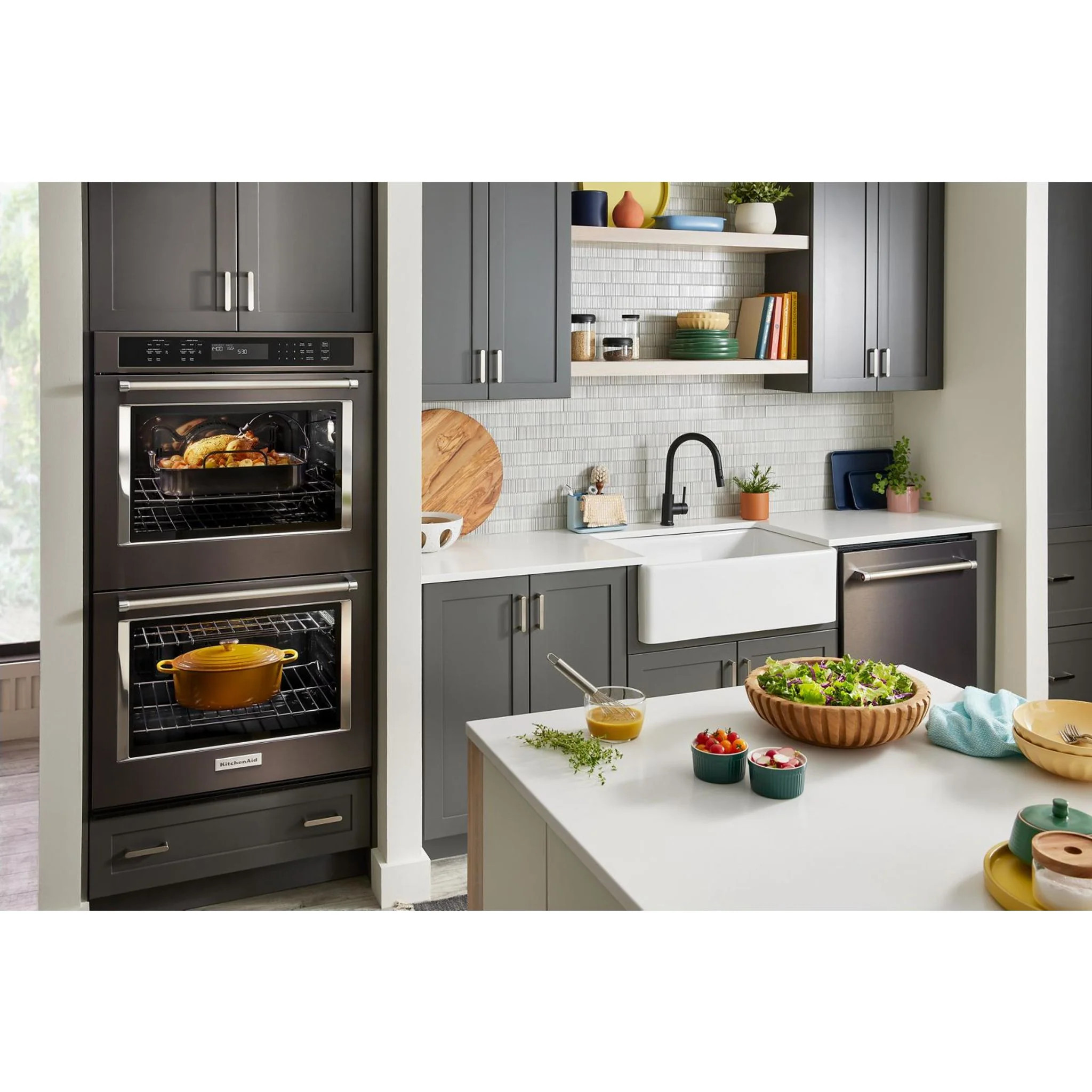 KitchenAid  27" Double Wall Oven with Air Fry Mode - Black Stainless Steel (KOED527PBS) - Image 4
