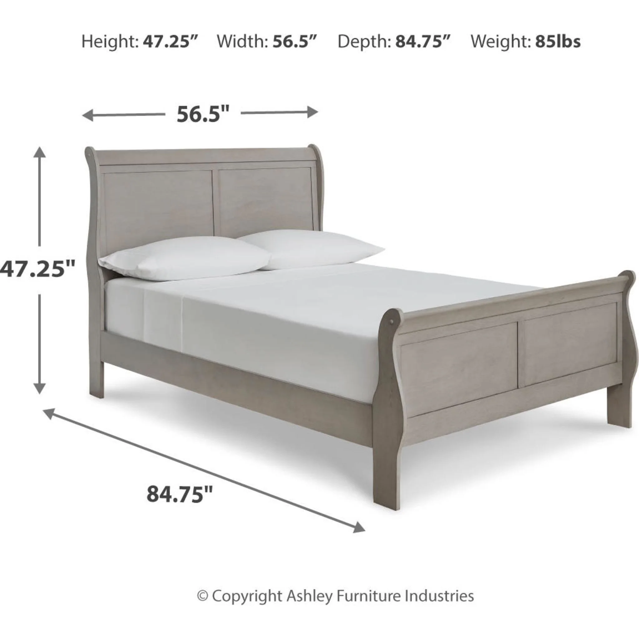 Kordasky Sleigh Bed with Mirrored Dresser - Grey - Image 43