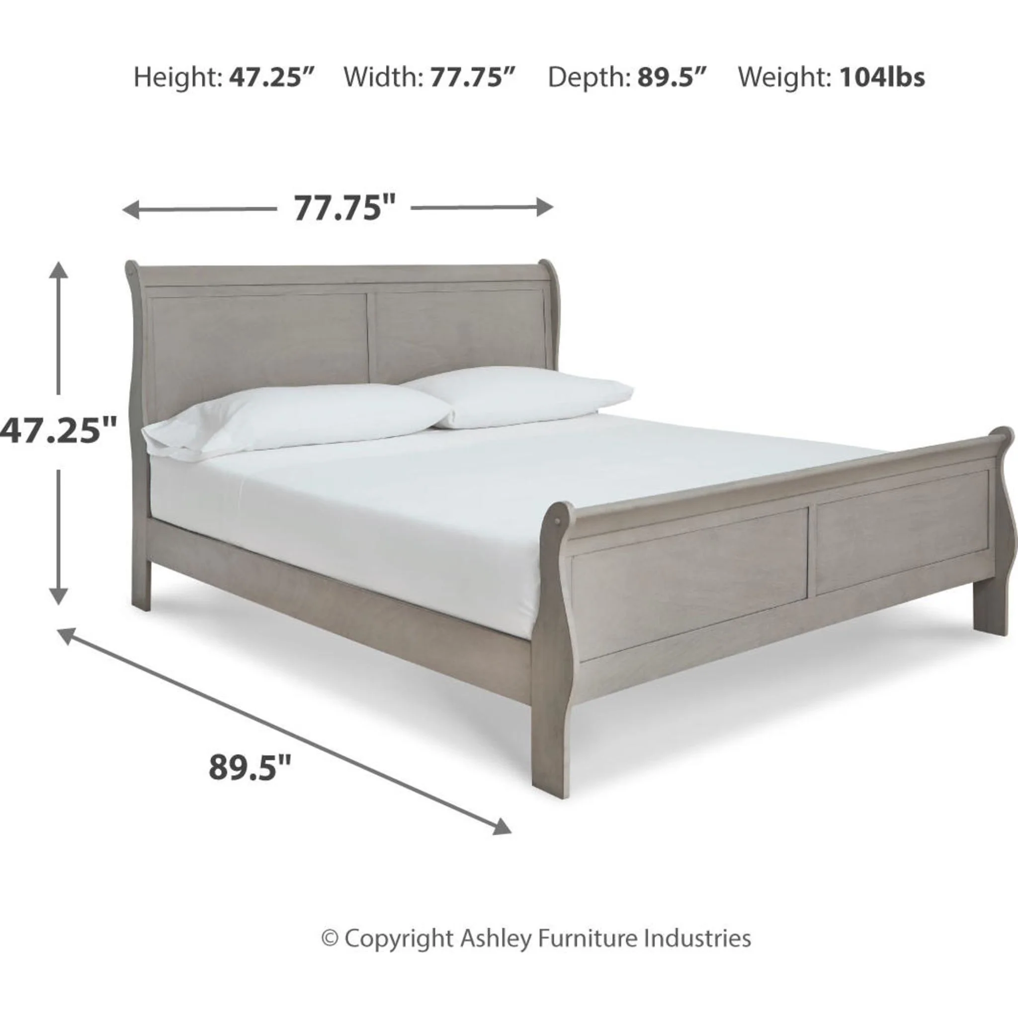Kordasky Sleigh Bed with Mirrored Dresser - Grey - Image 55