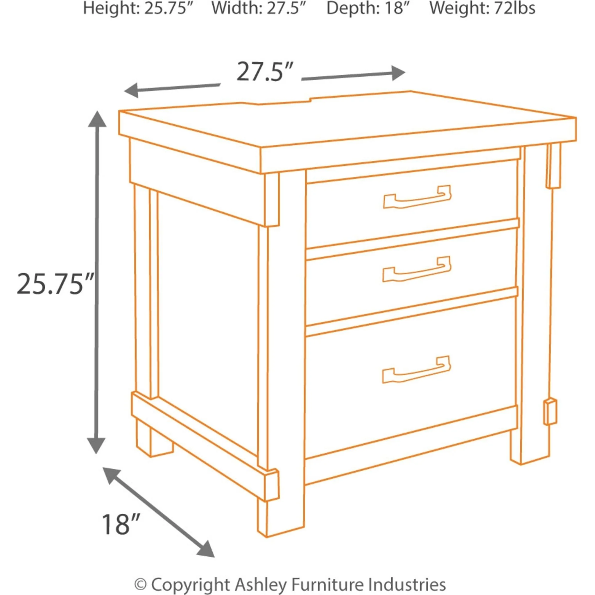 Lakeleigh Three Drawer Nightstand - Image 5