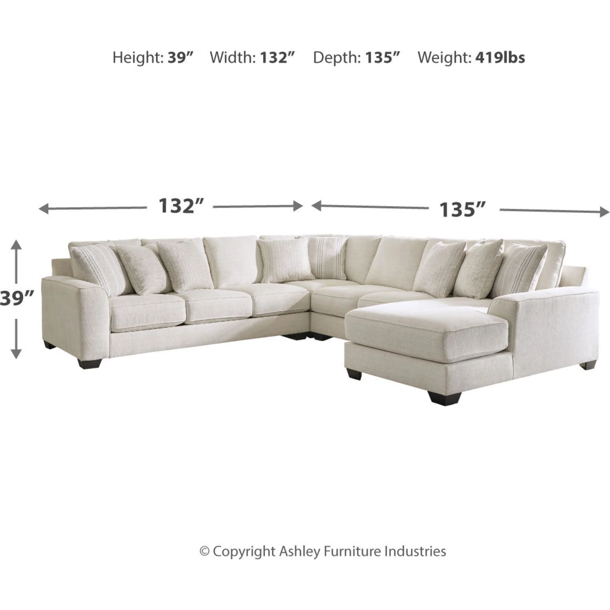 Lerenza-Exclusive 4 Piece Sectional with Chaise - Image 7