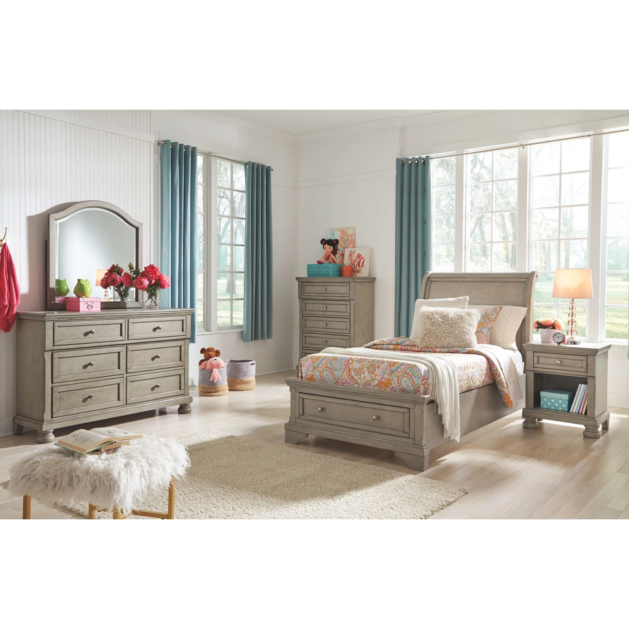 Lettner 5 Piece Twin Sleigh Bedroom - Image 4