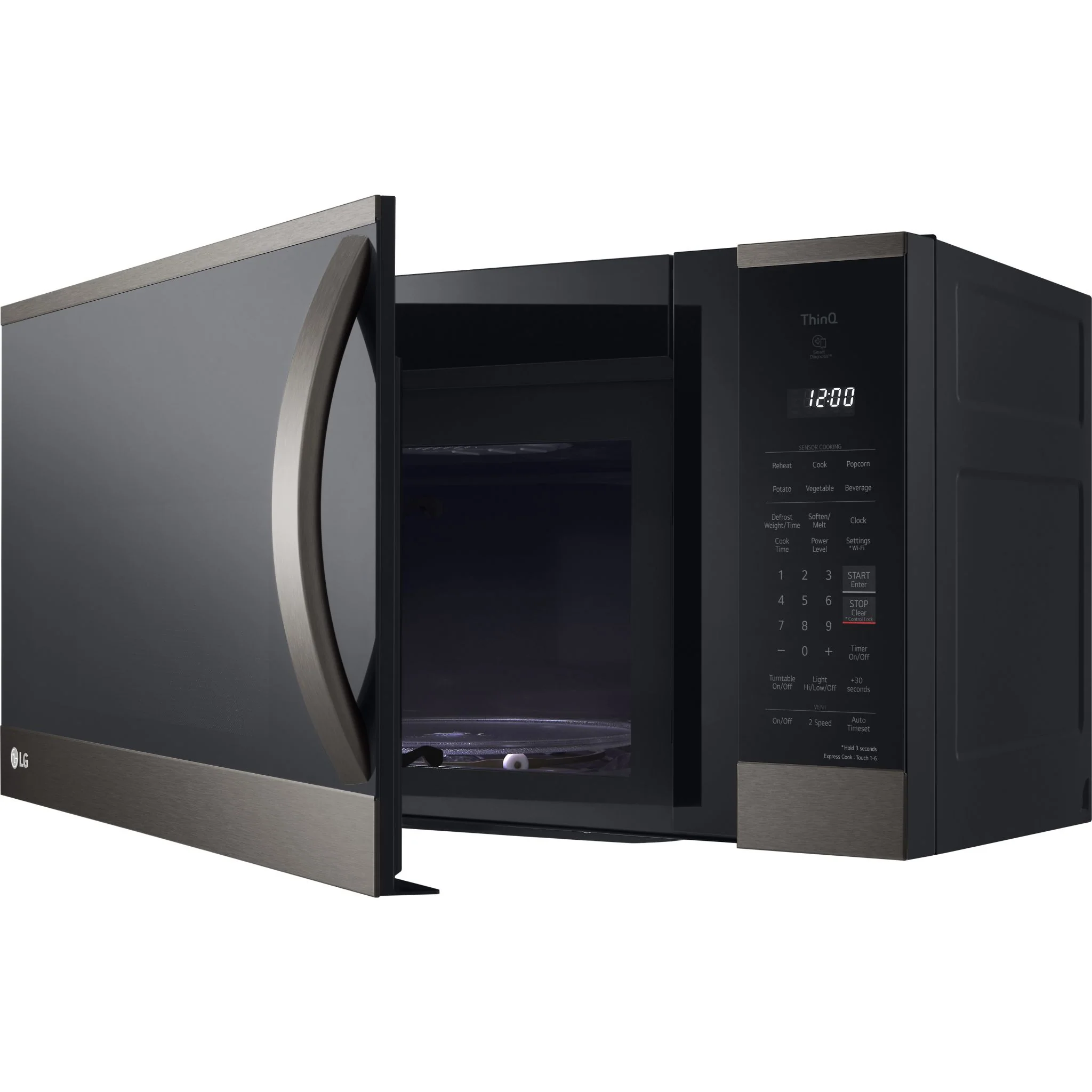 LG 1.8 cu. ft. Smart Wi-Fi Enabled Over-the-Range Microwave Oven - Black Stainless (MVEM1825D) - Image 4