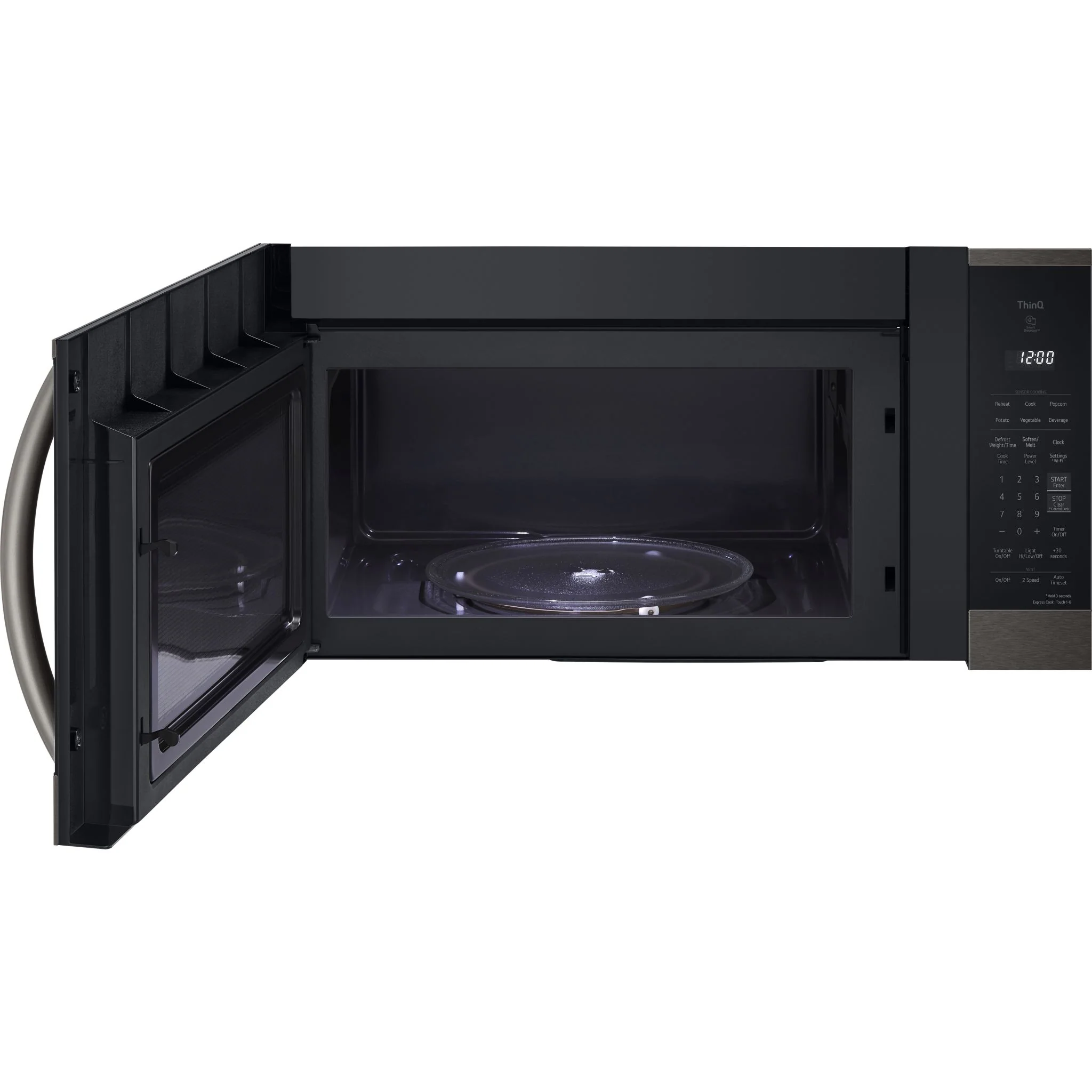 LG 1.8 cu. ft. Smart Wi-Fi Enabled Over-the-Range Microwave Oven - Black Stainless (MVEM1825D) - Image 8