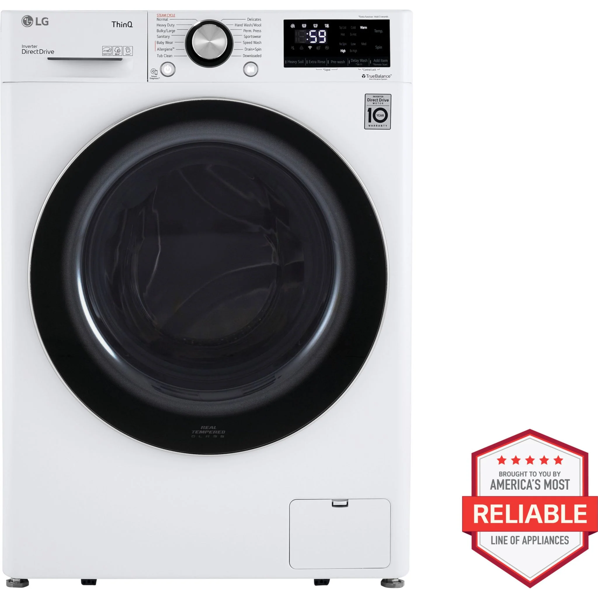LG 2.6 cu.ft. Smart Compact Front Load Washer with Built-In Intelligence - White (WM1455HWA) - Image 10
