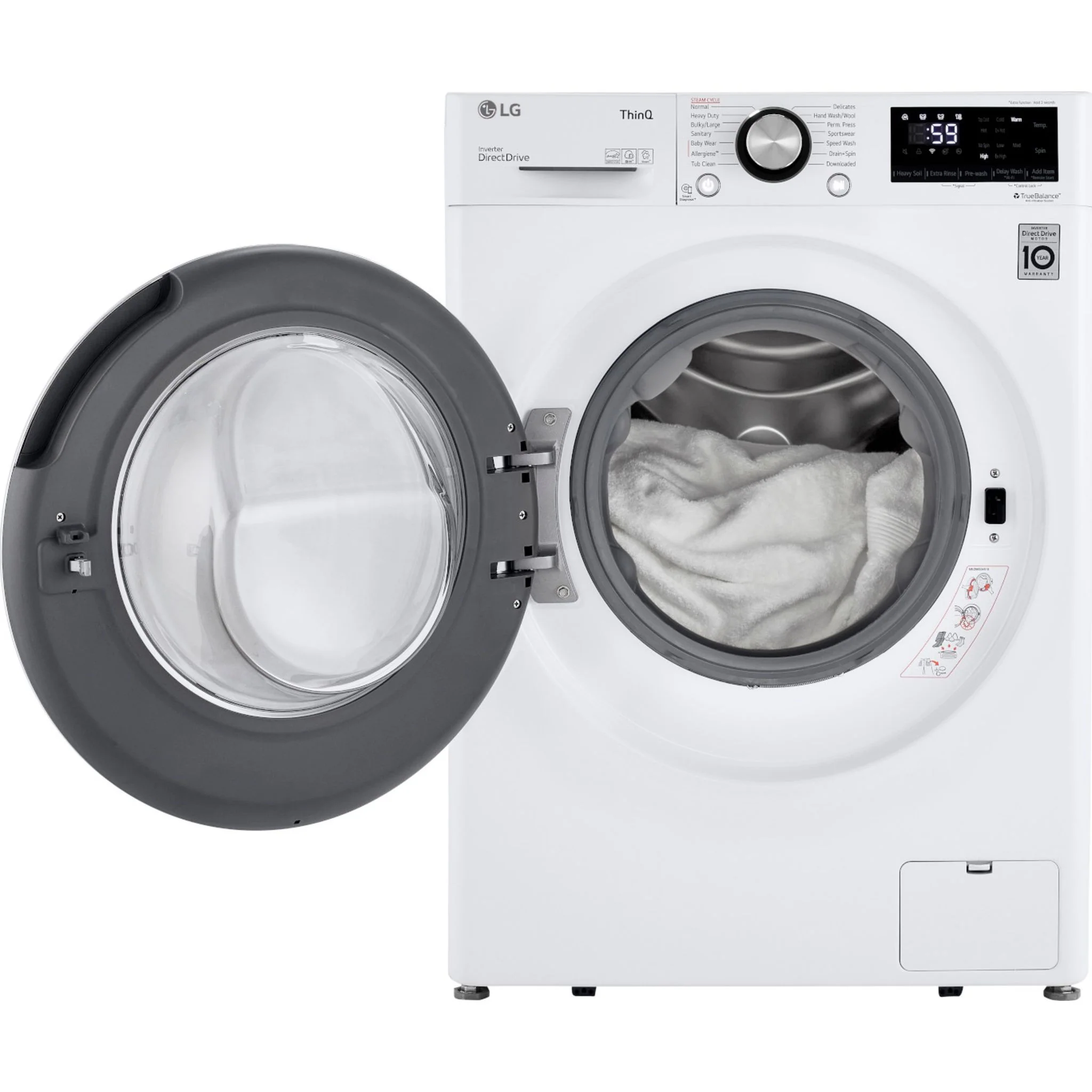 LG 2.6 cu.ft. Smart Compact Front Load Washer with Built-In Intelligence - White (WM1455HWA) - Image 6