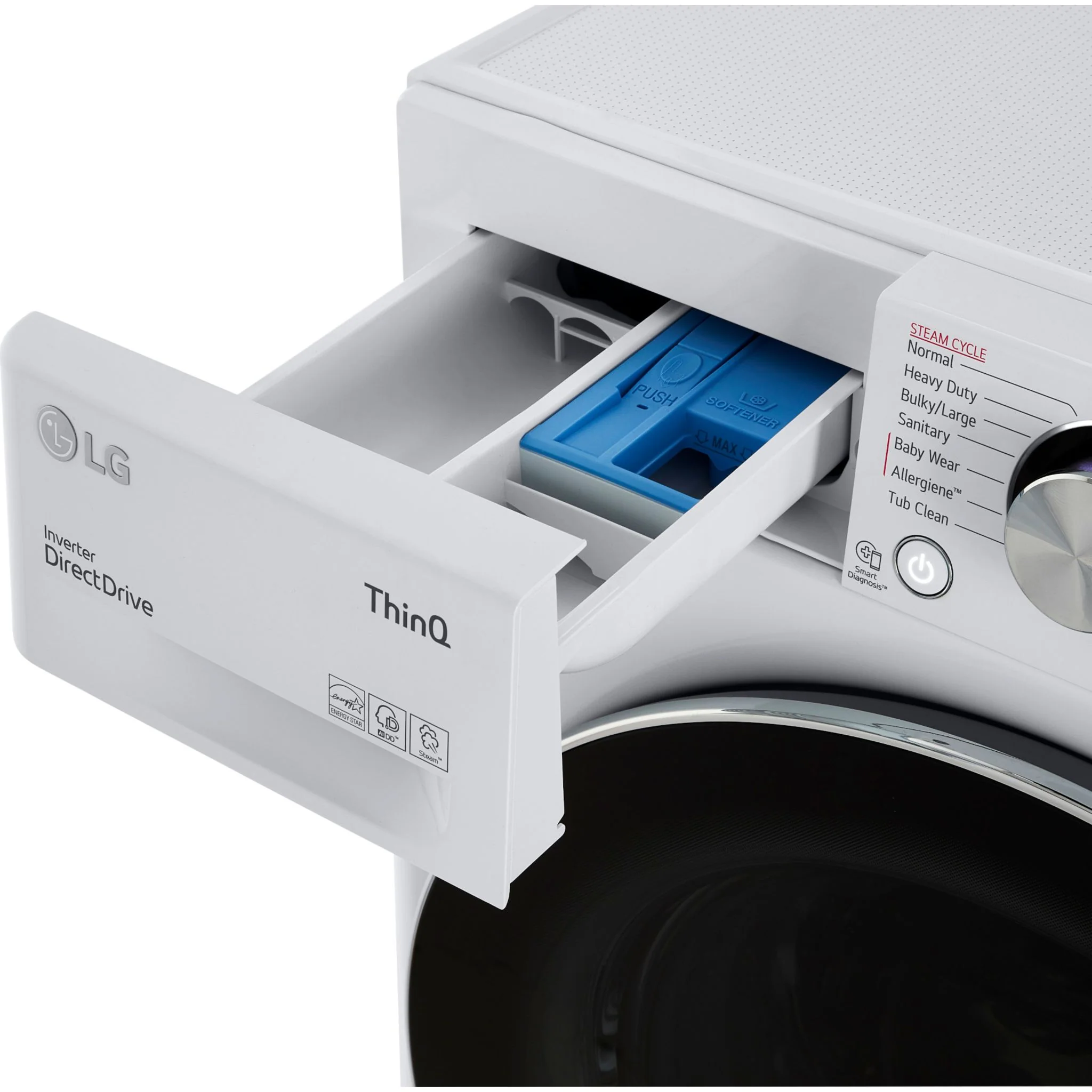 LG 2.6 cu.ft. Smart Compact Front Load Washer with Built-In Intelligence - White (WM1455HWA) - Image 9