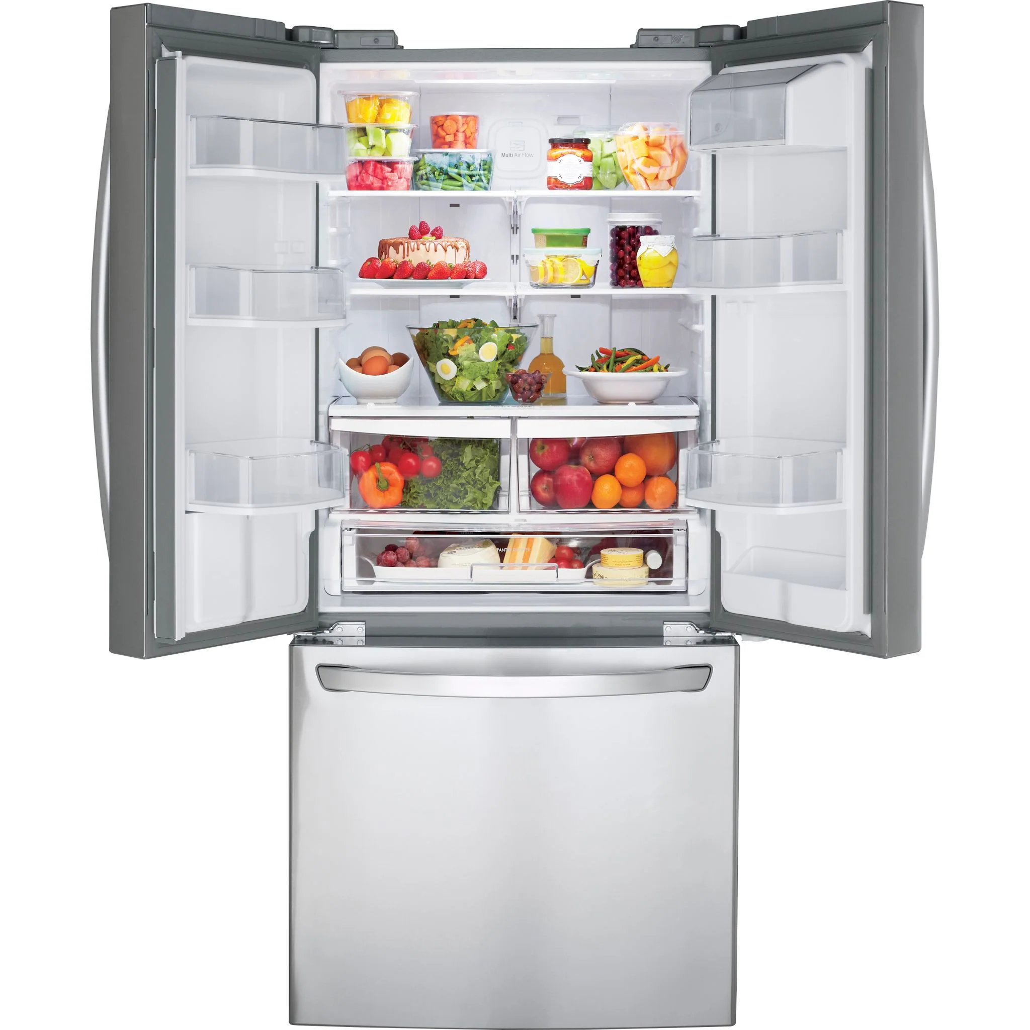 LG 21.8 cu.ft. Standard-Depth French 3-Door Refrigerator With External Water Dispenser and  Ice Maker - Stainless (LRFWS2200S) - Image 4