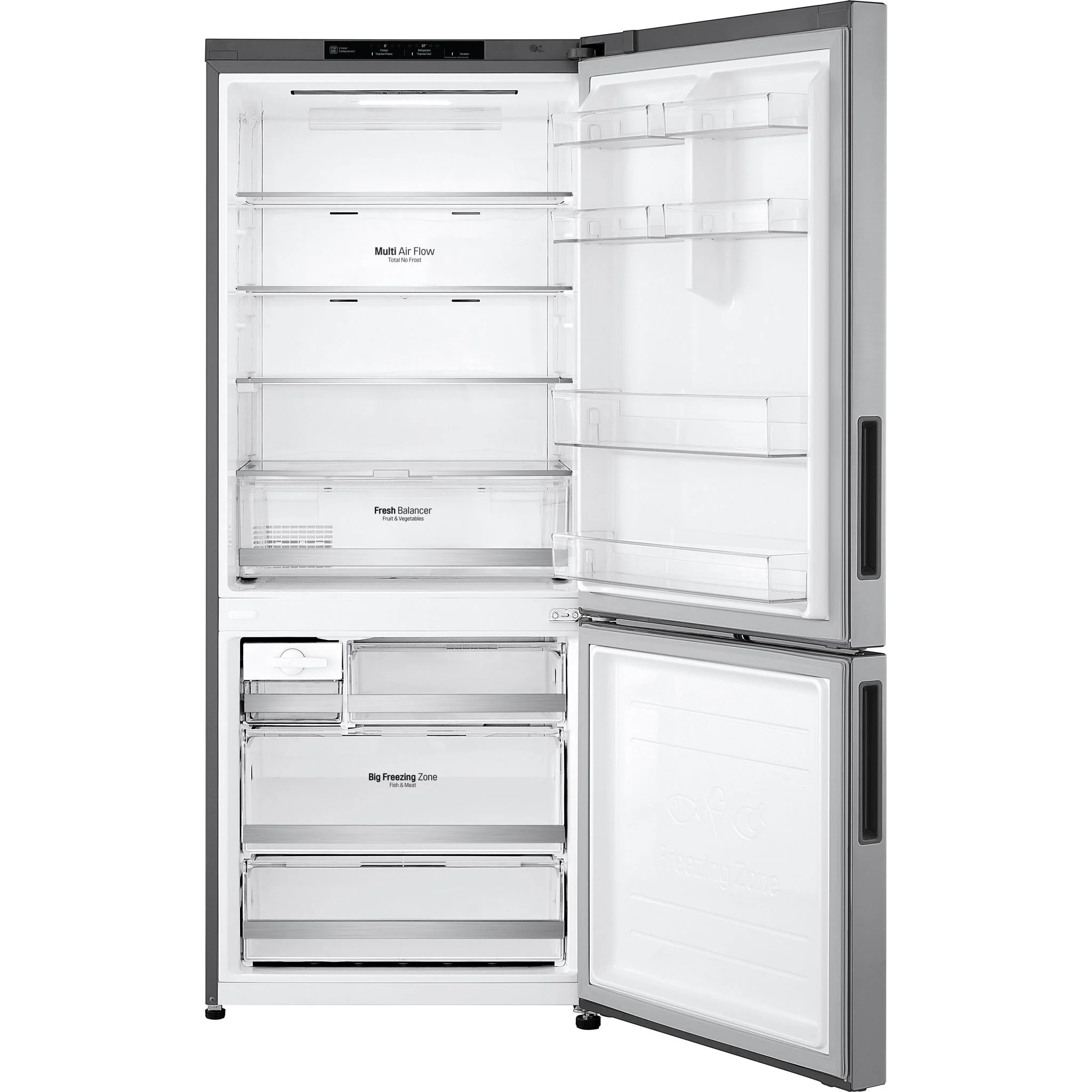 LG 28" Counter Depth Bottom Freezer with Door Cooling+ and Flip-up Shelf, 15 cu.ft. - Platinum Silver (LBNC15251V) - Image 4