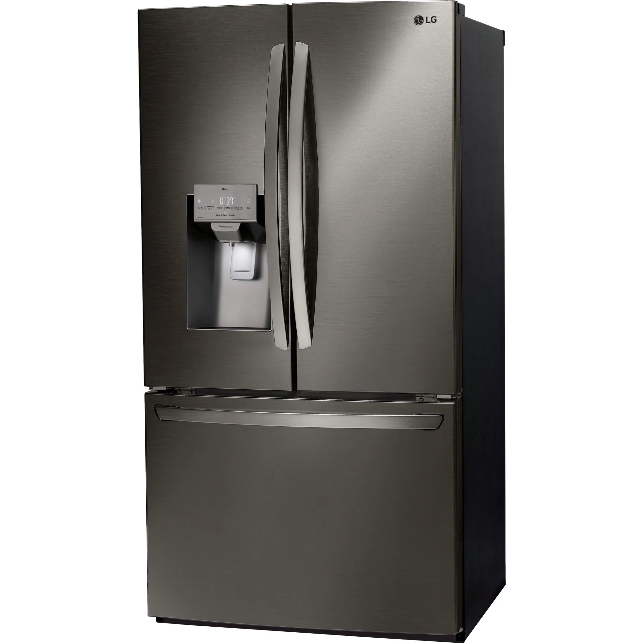 LG 28 cu.ft 3 Door French Door, Standard Depth, Ice and Water with Single Ice - Black Stainless (LRFS28XBD) - Image 2